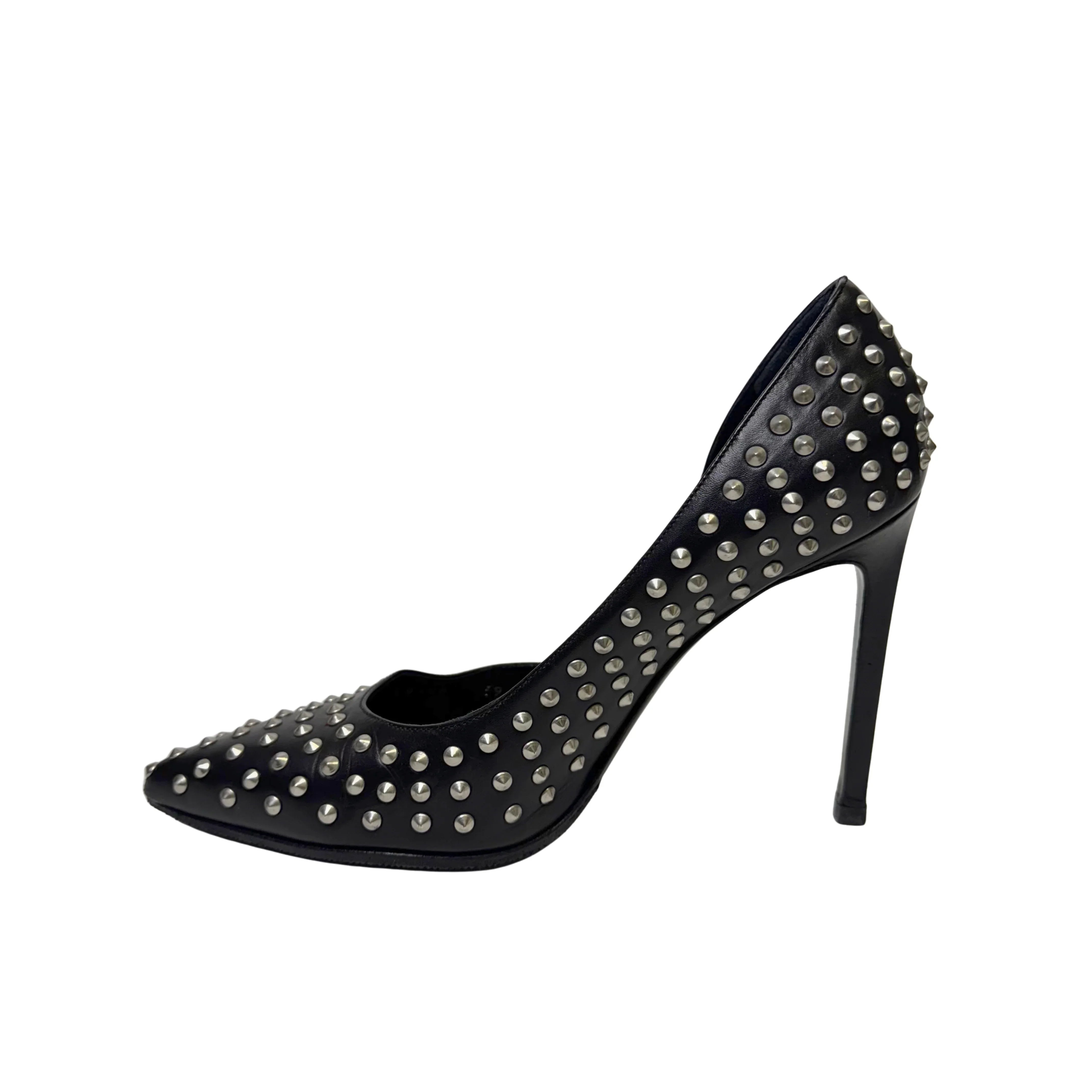Saint Laurent Leather Printed Rock stud D'Orsay Pumps - Lost Designer