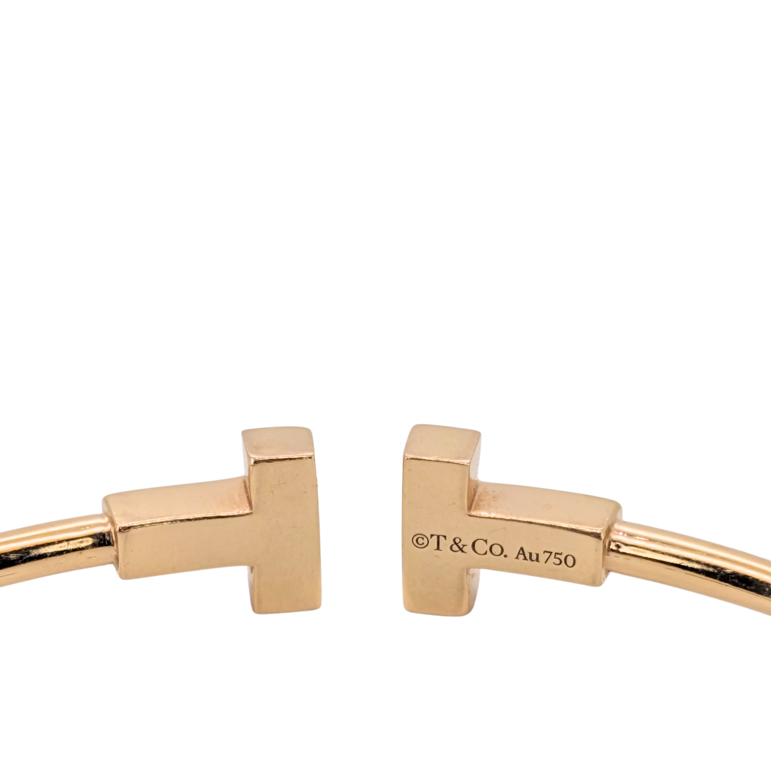 Tiffany & Co 18k Gold Narrow T Wire Bracelet Small