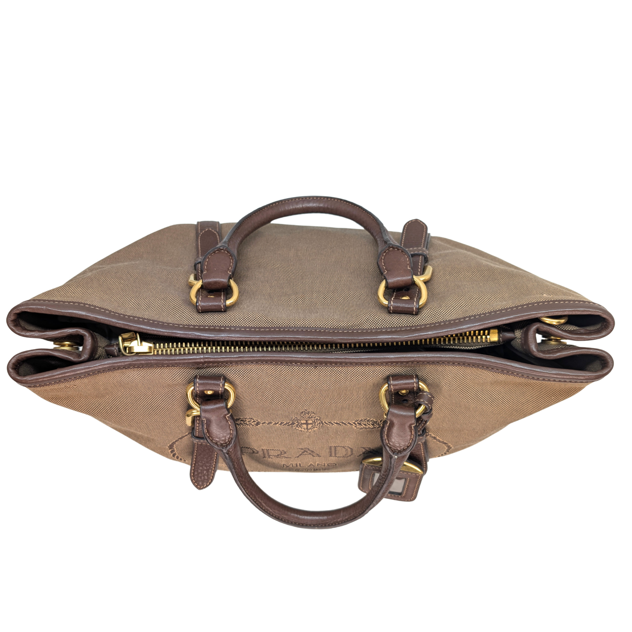 Prada Logo Jacquard Tote Bag Brown