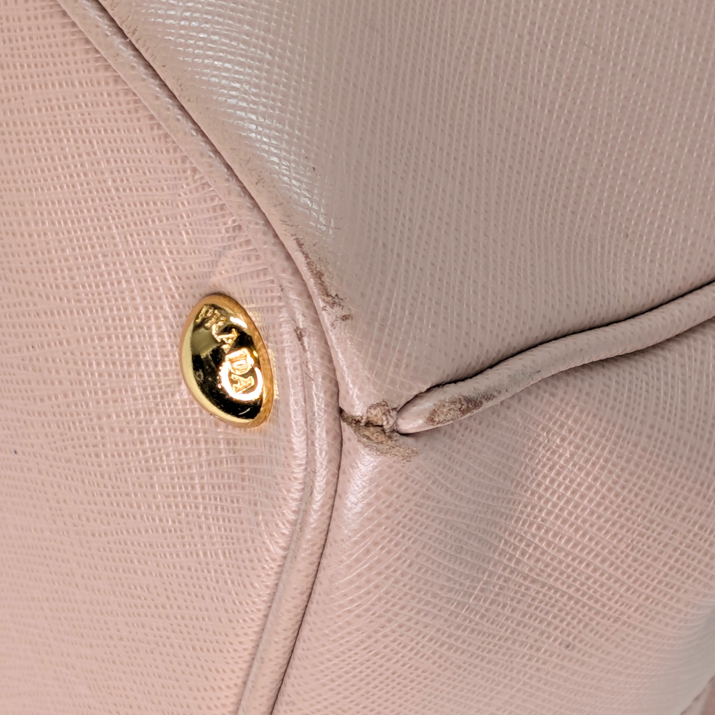 Prada Saffiano Medium Galleria Lux Double Zip Tote Cammeo