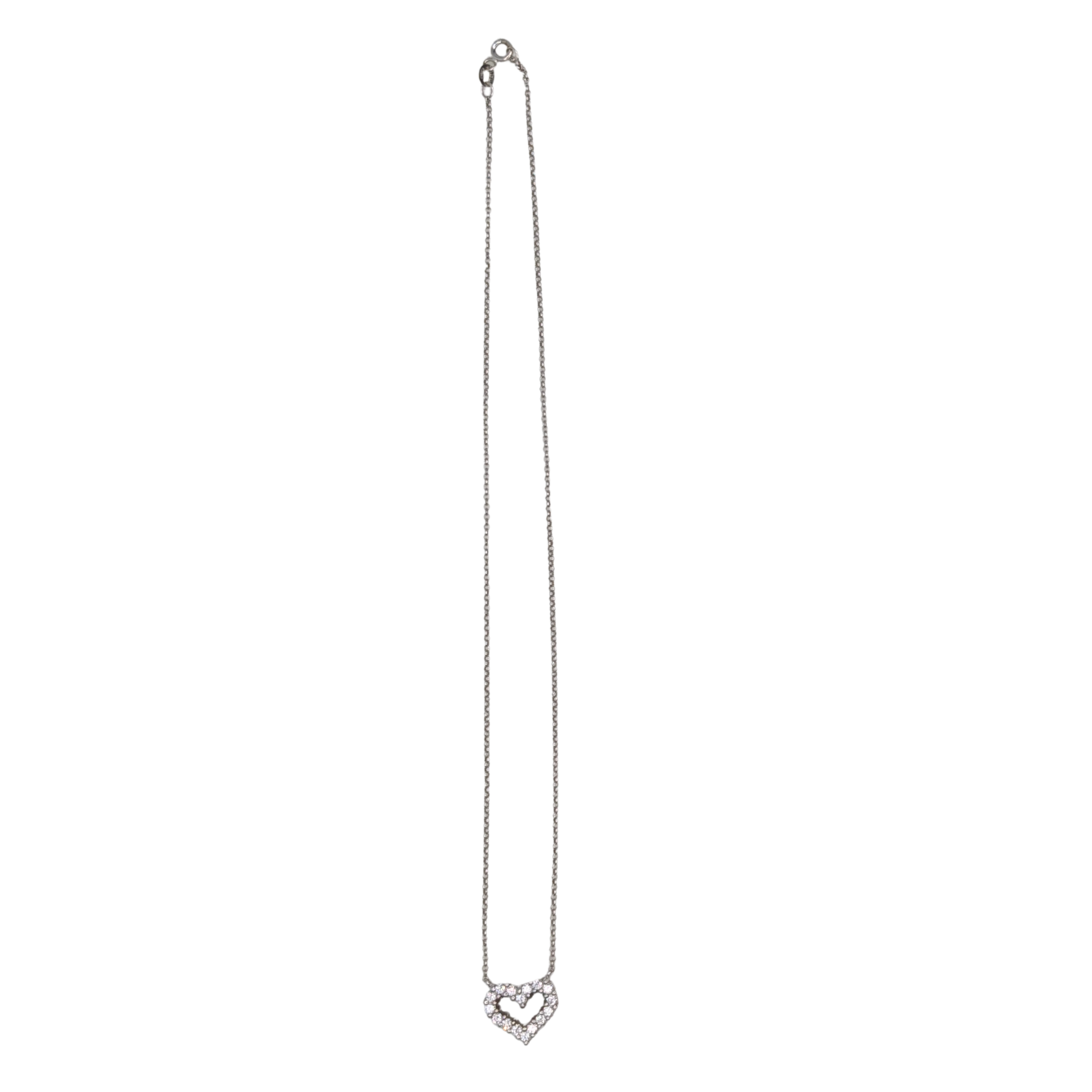 0.75Ct Natural Diamond Open Heart Pendant Necklace In 18K White Gold
