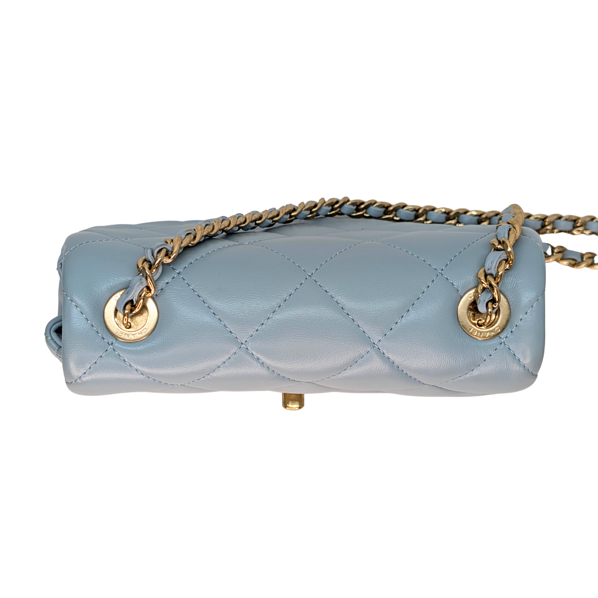 Chanel Quilted Lambskin Leather Mini Flap Bag Powder Blue