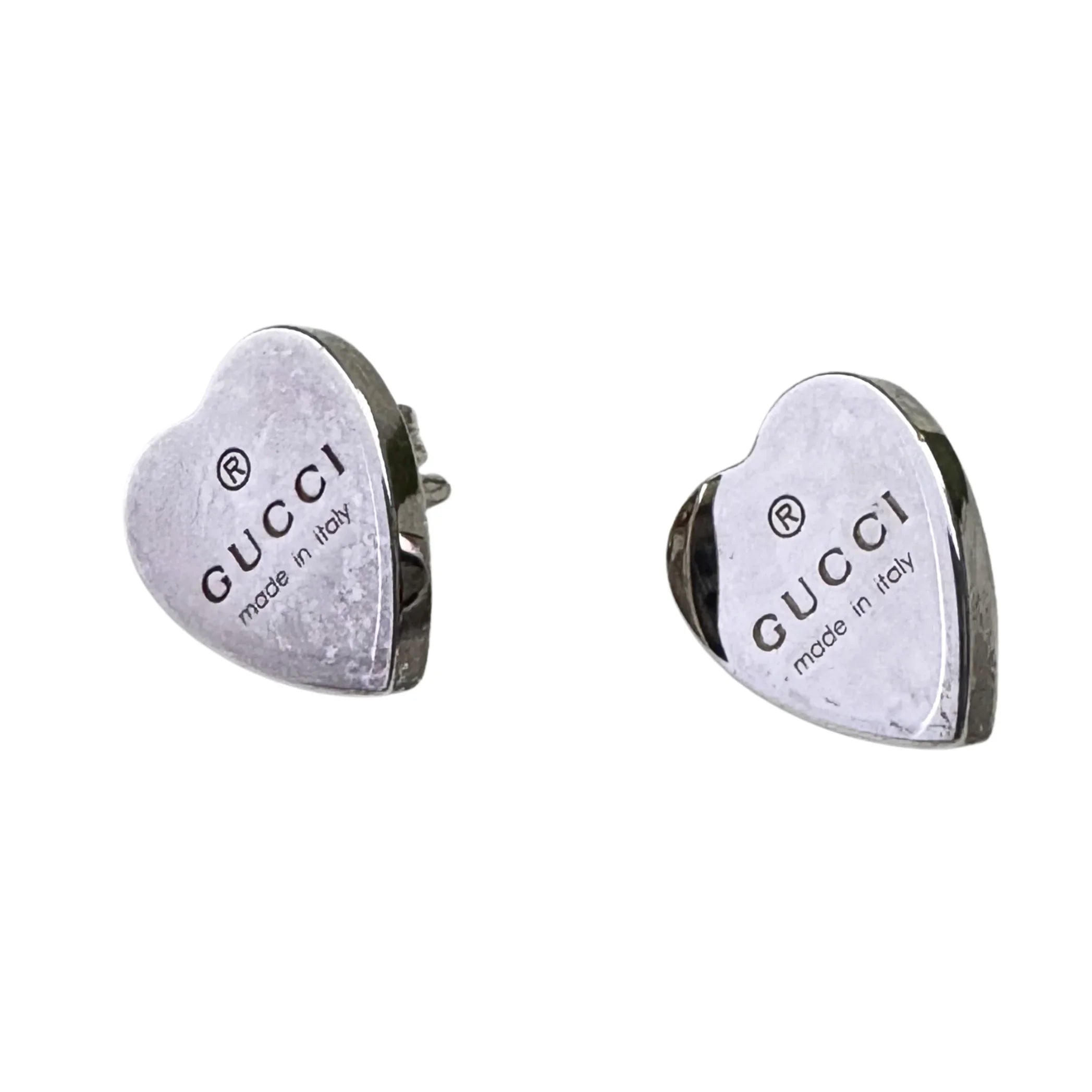 Gucci Heart Stud Earrings 925 Sterling Silver - Lost Designer