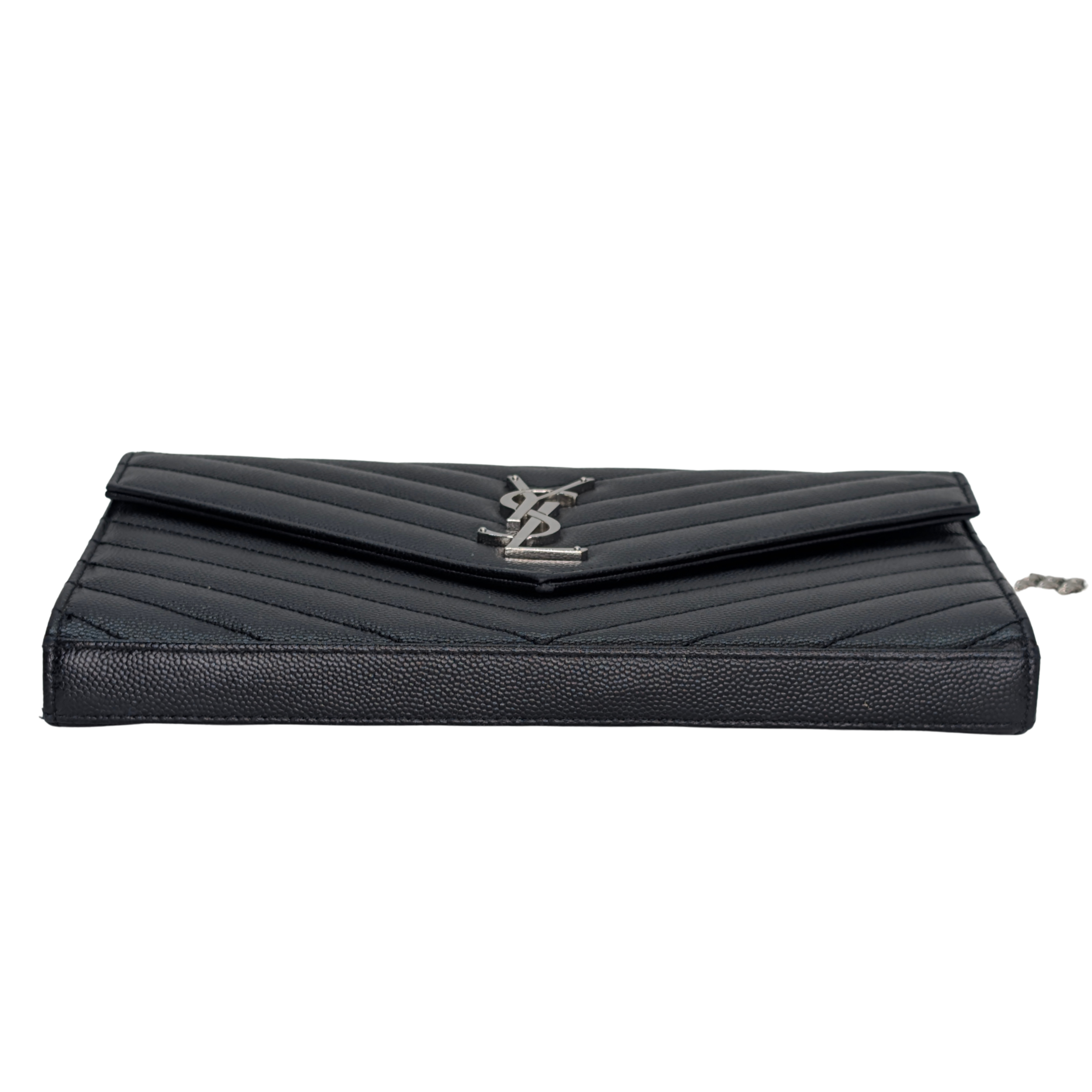 Saint Laurent Cassandra Envelope Wallet on Chain Black