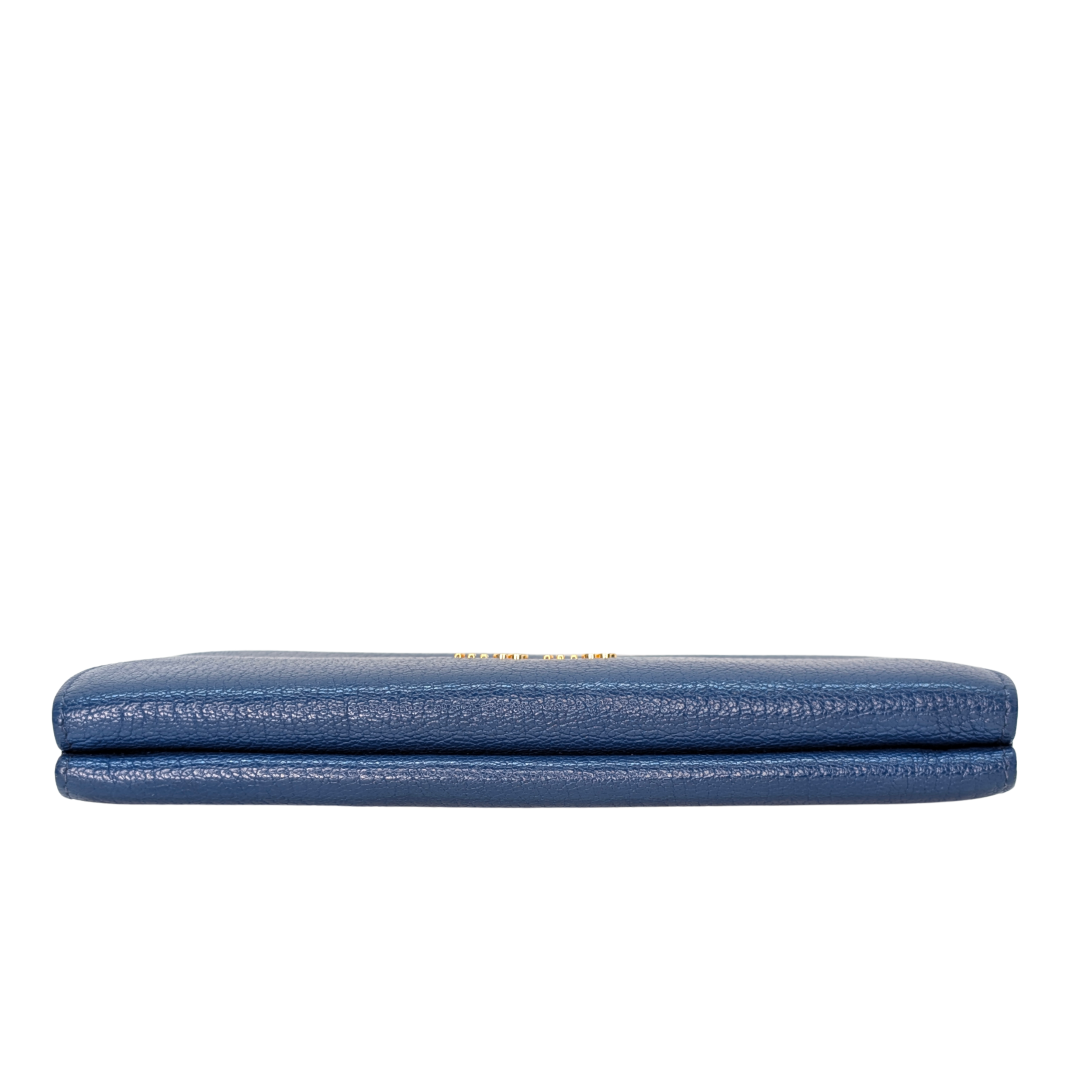 Miu Miu Madras Flap Long Wallet Leather Blue