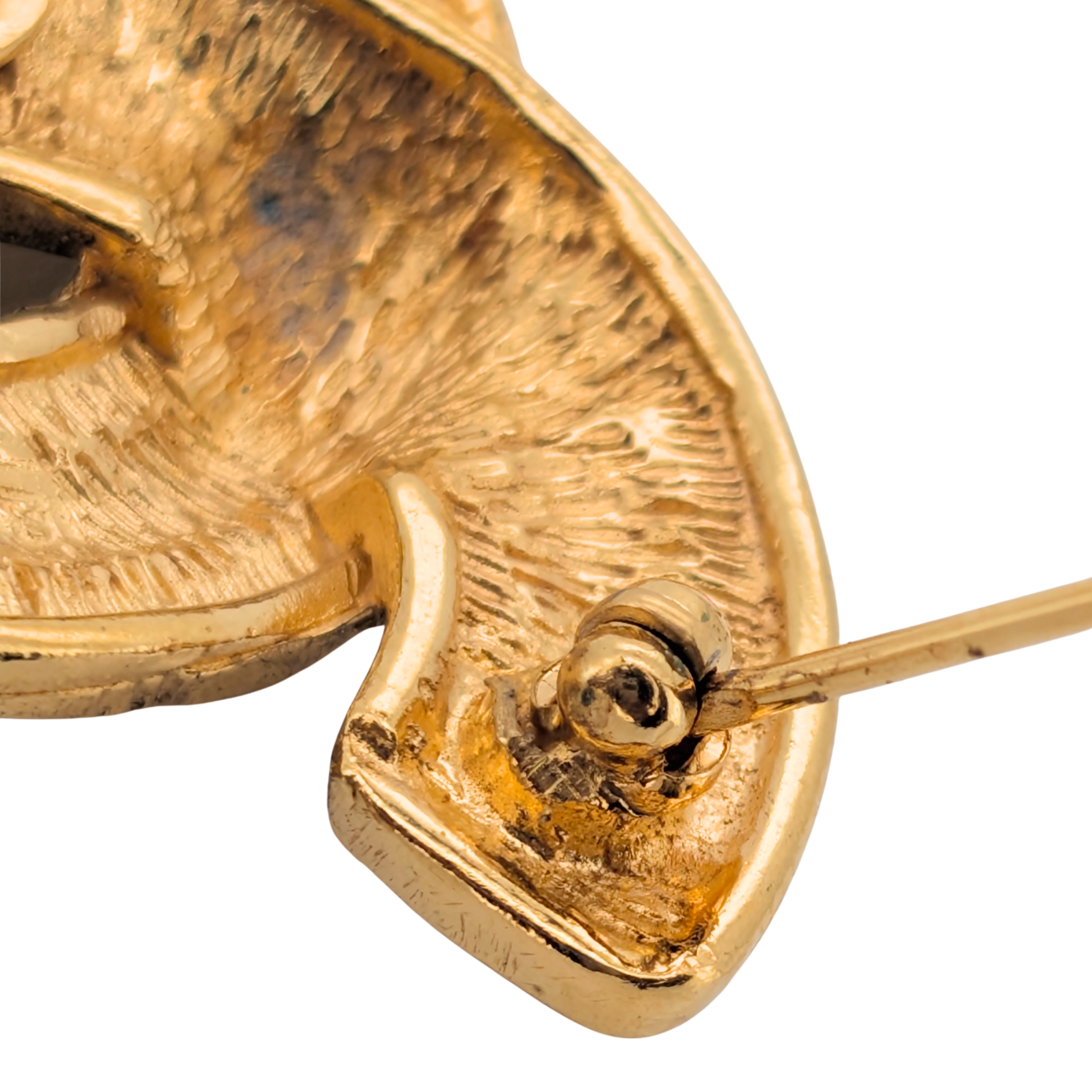 Chanel Quilted CC Brooch Pin Gold Plated