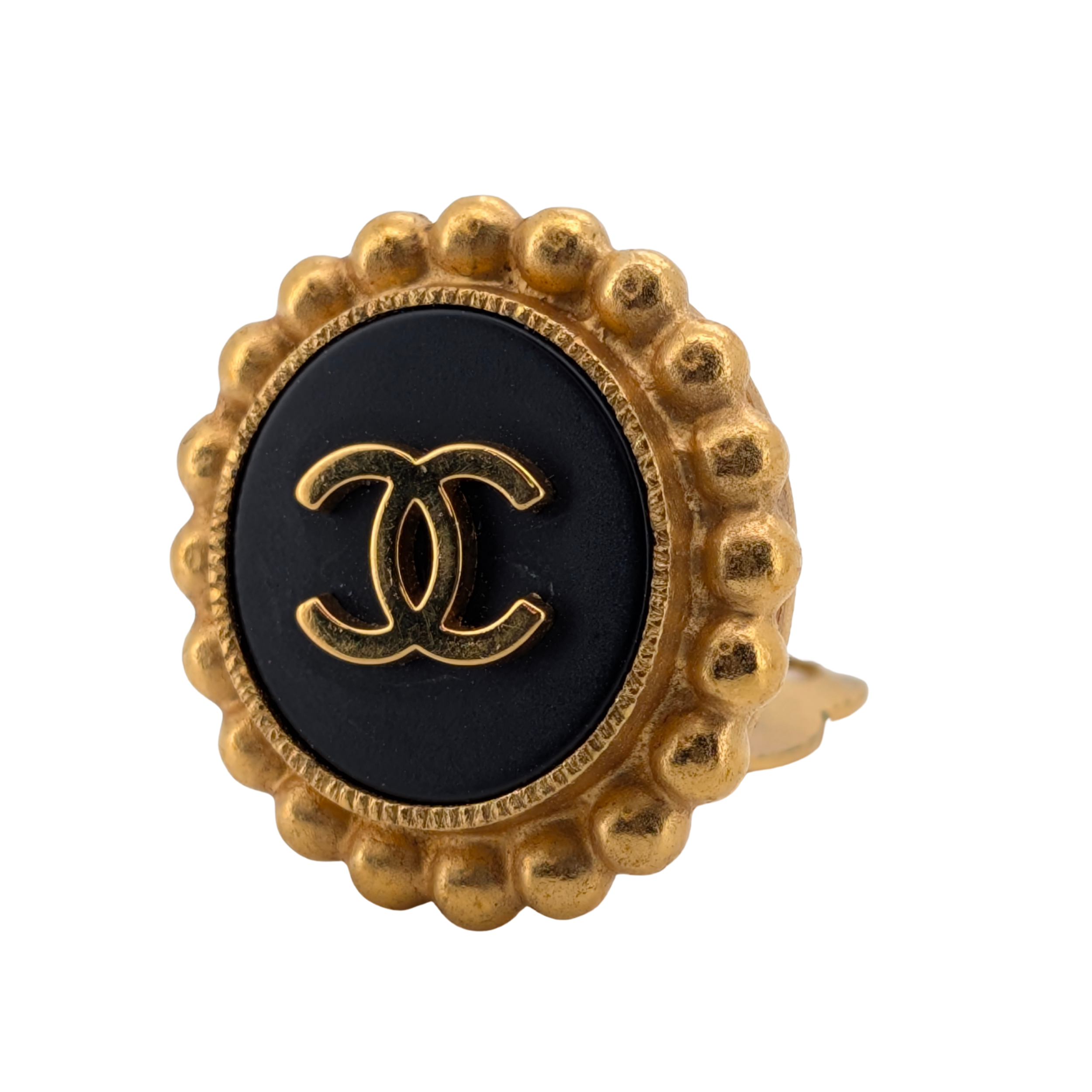 Chanel Vintage COCO Mark Button Clip On Earrings