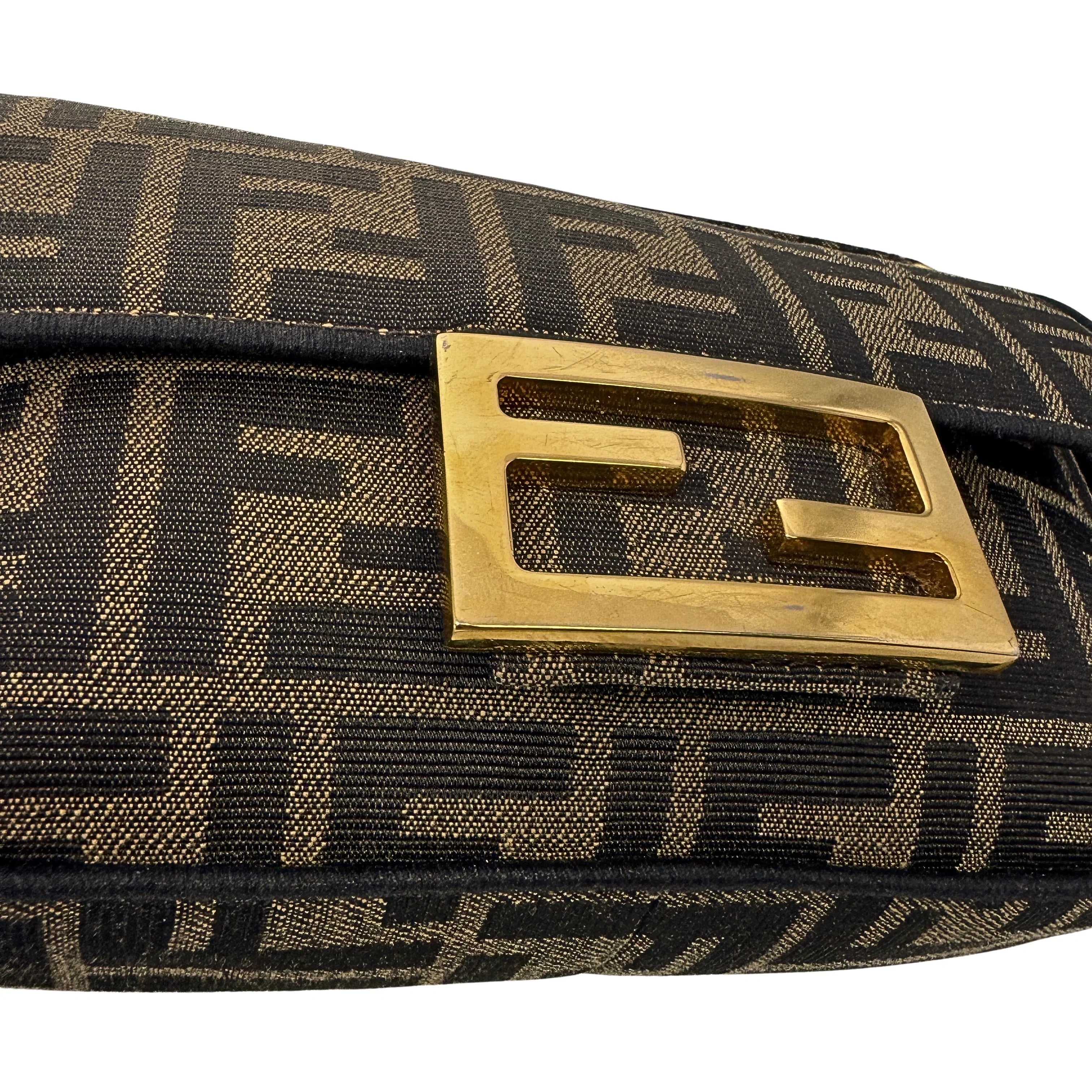 Fendi Jacquard FF Baguette Bag Canvas Brown - Lost Designer