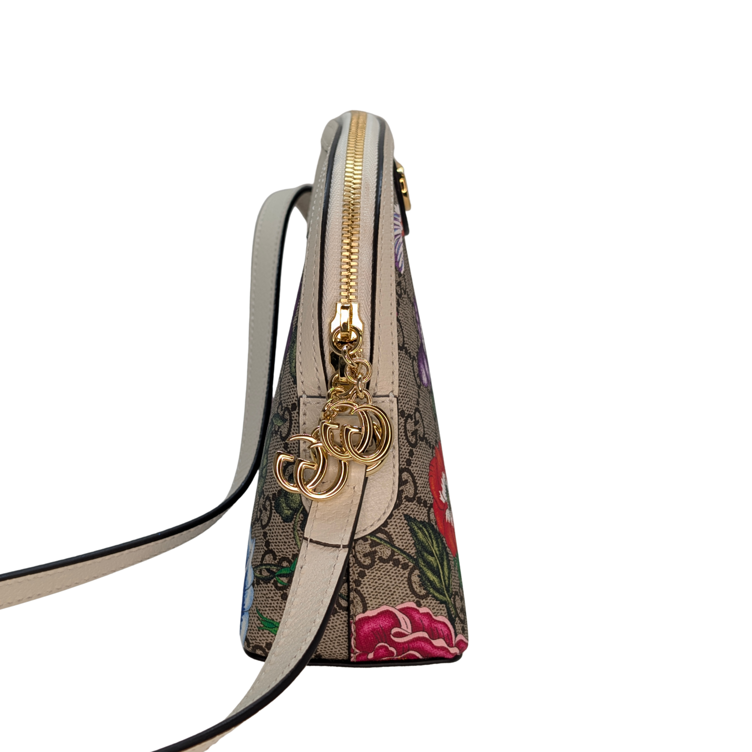 Gucci Small GG Supreme Flora Ophidia Dome Crossbody Bag