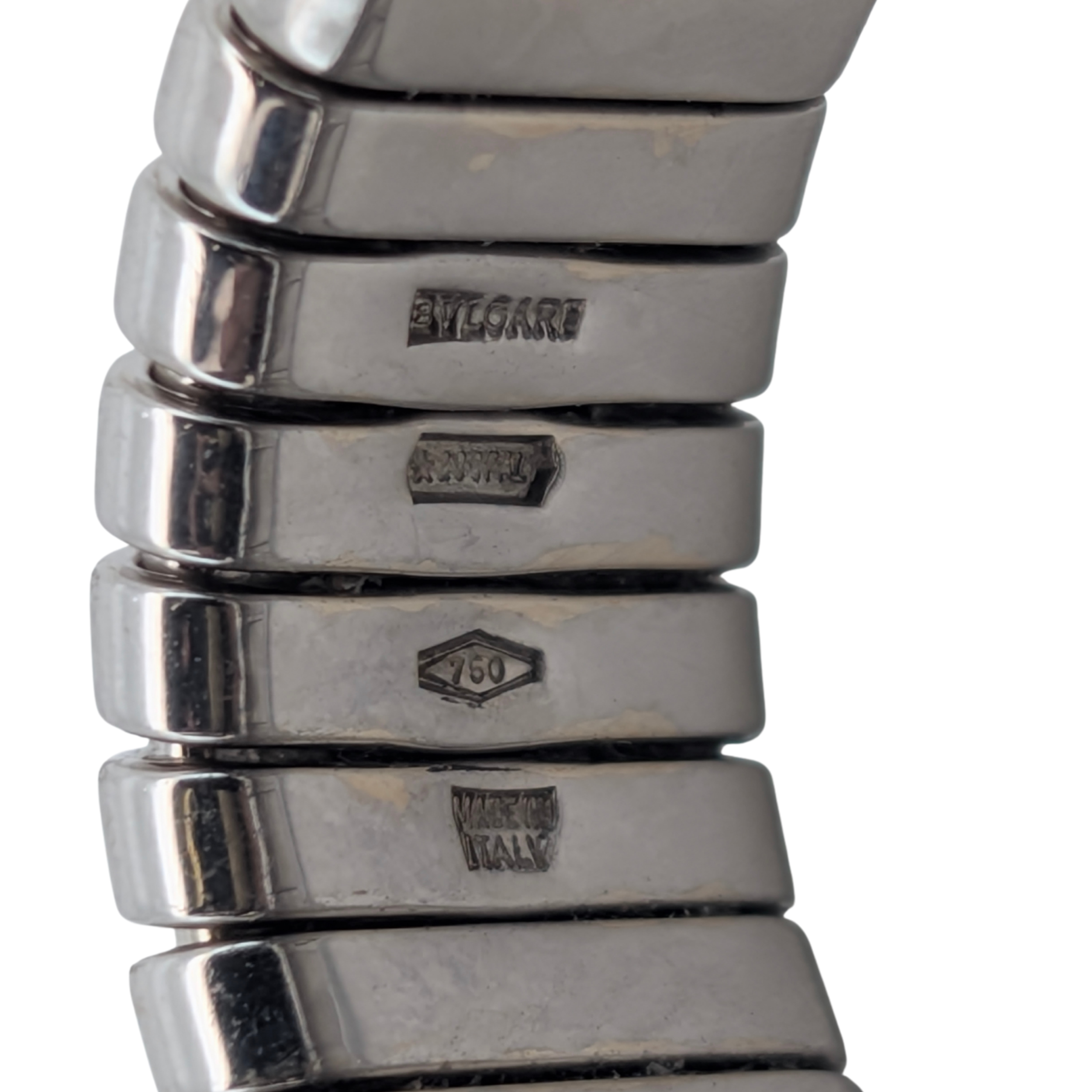 Bvlgari Tubogas Diamond Ring In 18K White Gold