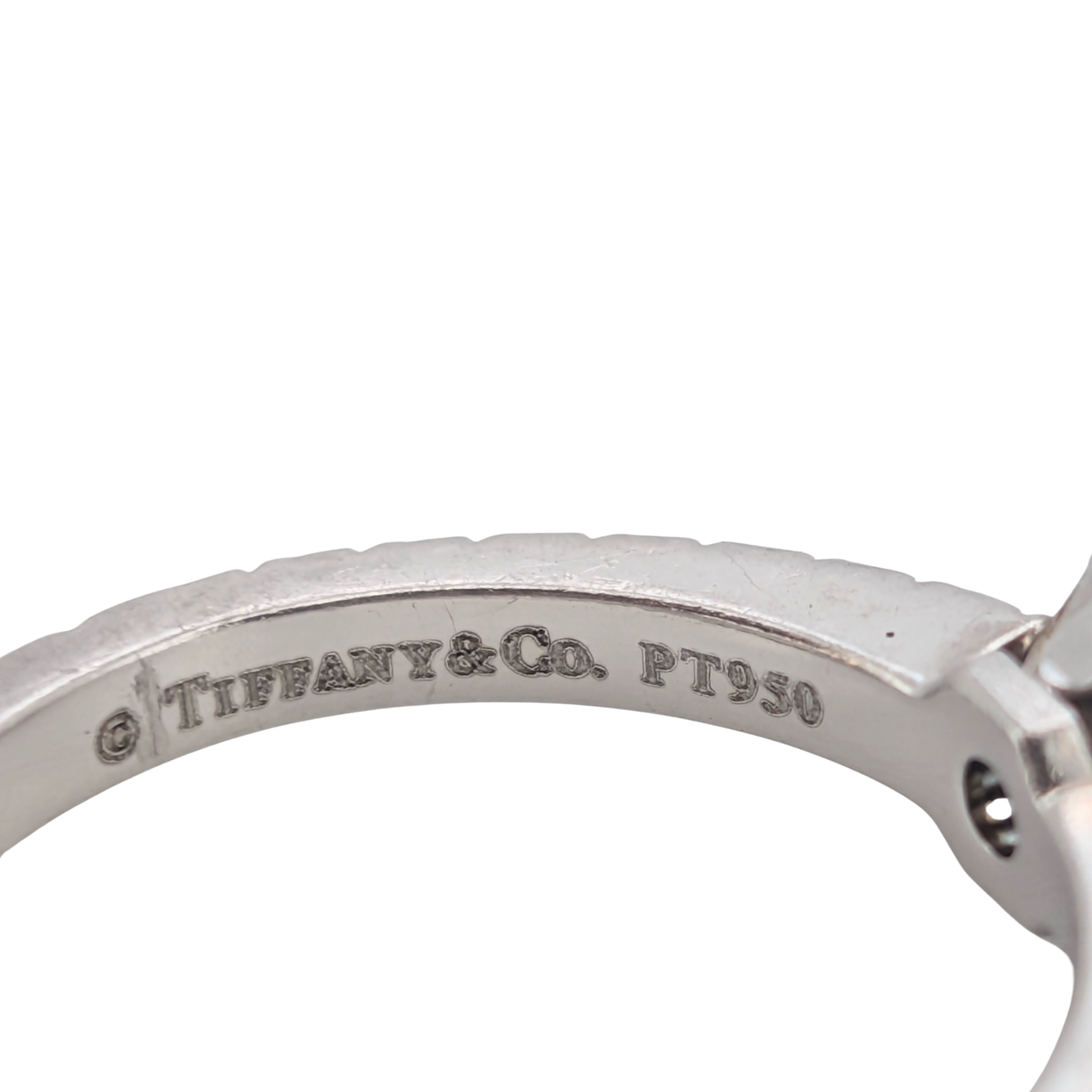 Tiffany & Co. Novo Cushion Cut Diamond Ring 1.02ct Platinum Matching Band