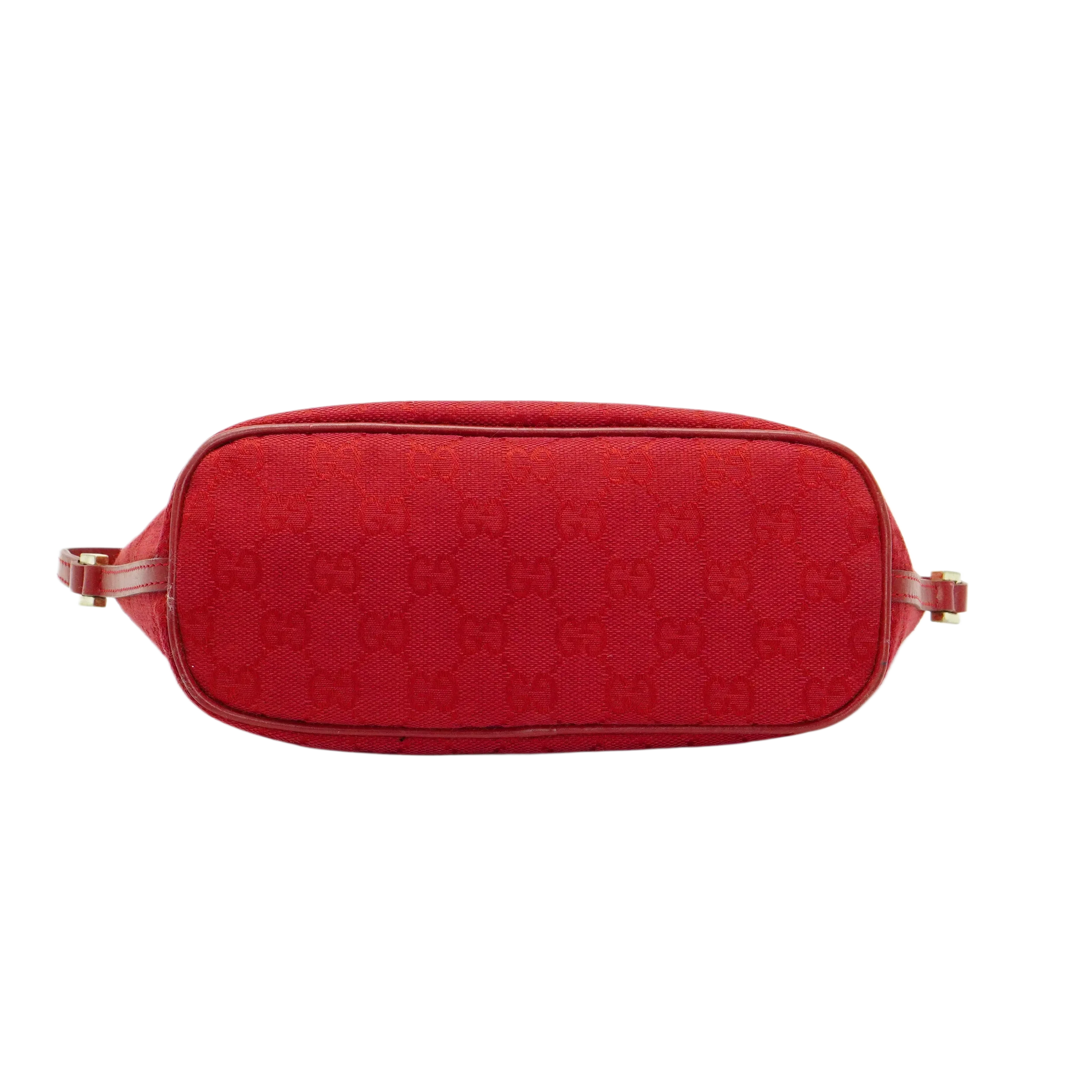 Gucci Cherry Red GG Monogram Boat Pochette Bag - Lost Designer