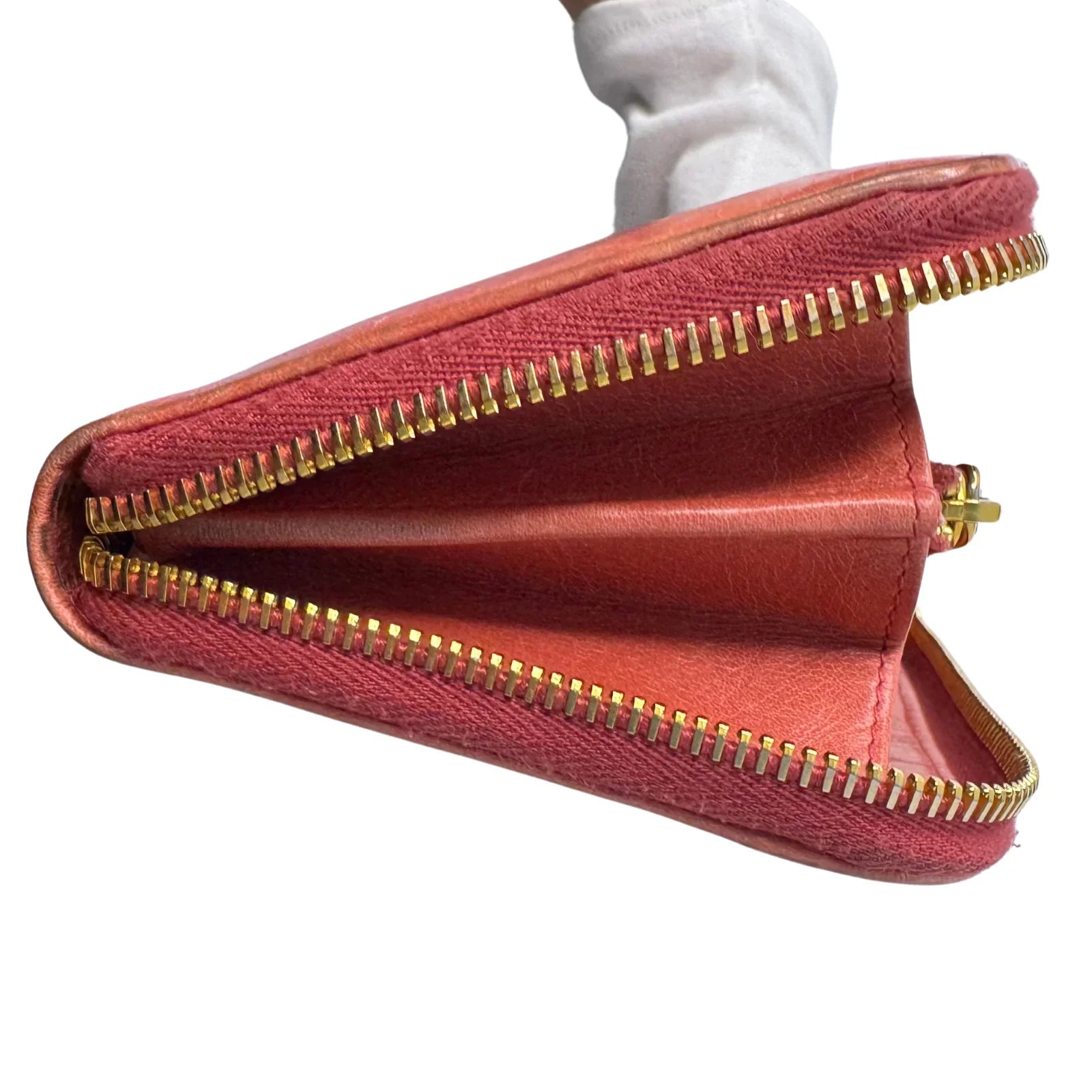 Prada Pink Leather Long Wallet with Zip Coin Compartment - Lost Designer