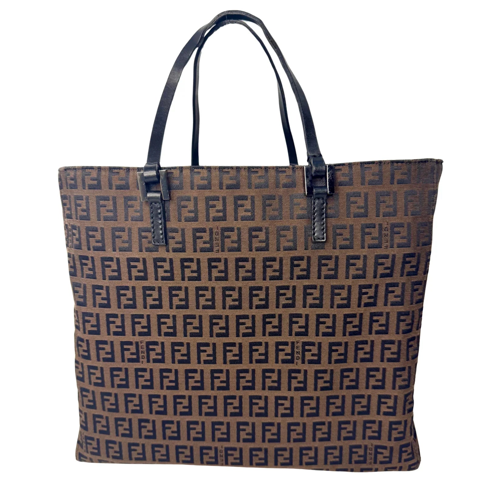 Fendi Zucca Brown Monogram Cloth Tote Bag - Lost Designer