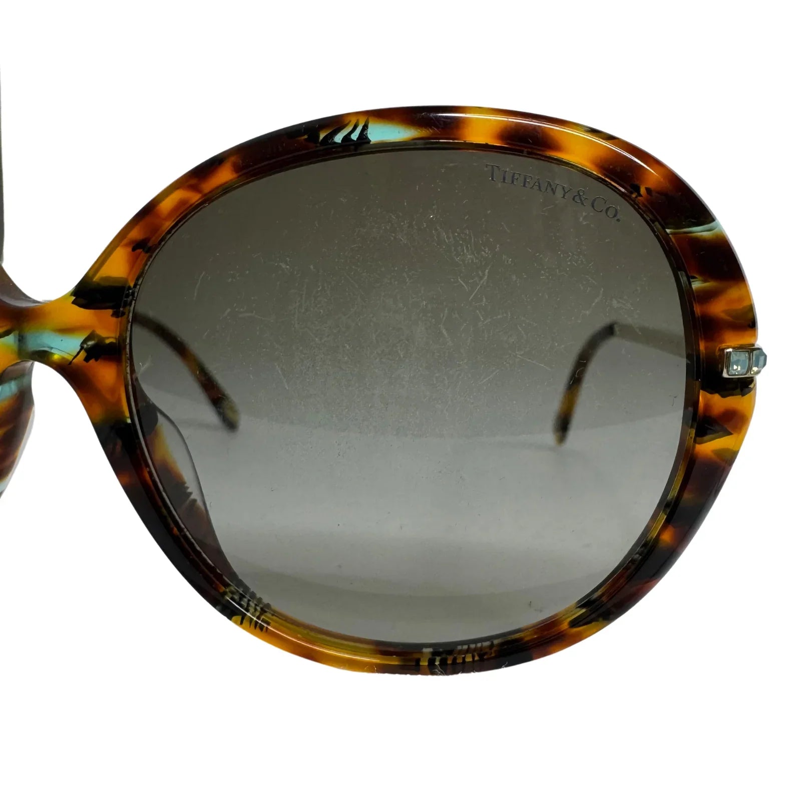 Tiffany & Co. Tortoiseshell Oversized Crystal Arm Sunglasses - Lost Designer