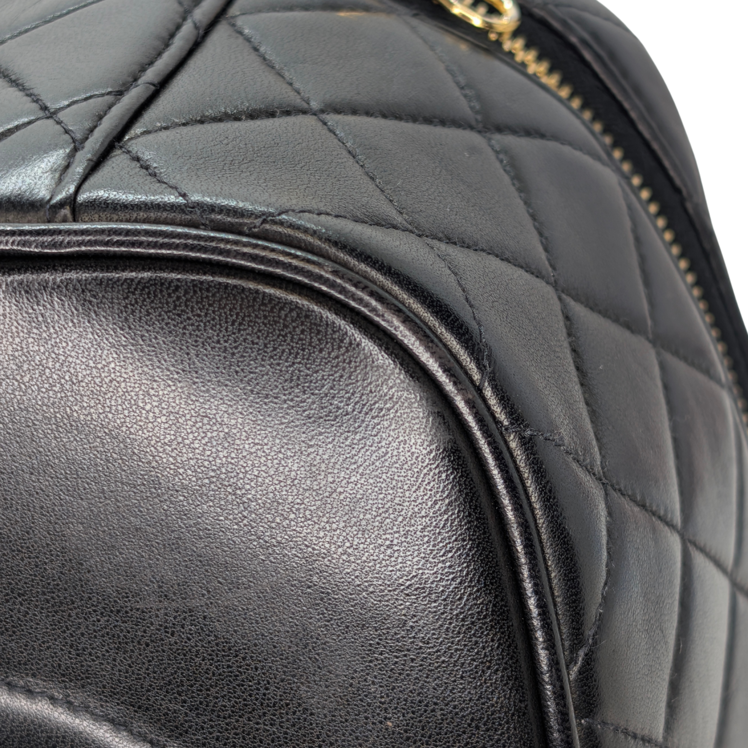 Chanel Vintage Cosmetic Makeup Vanity Case Lambskin Black