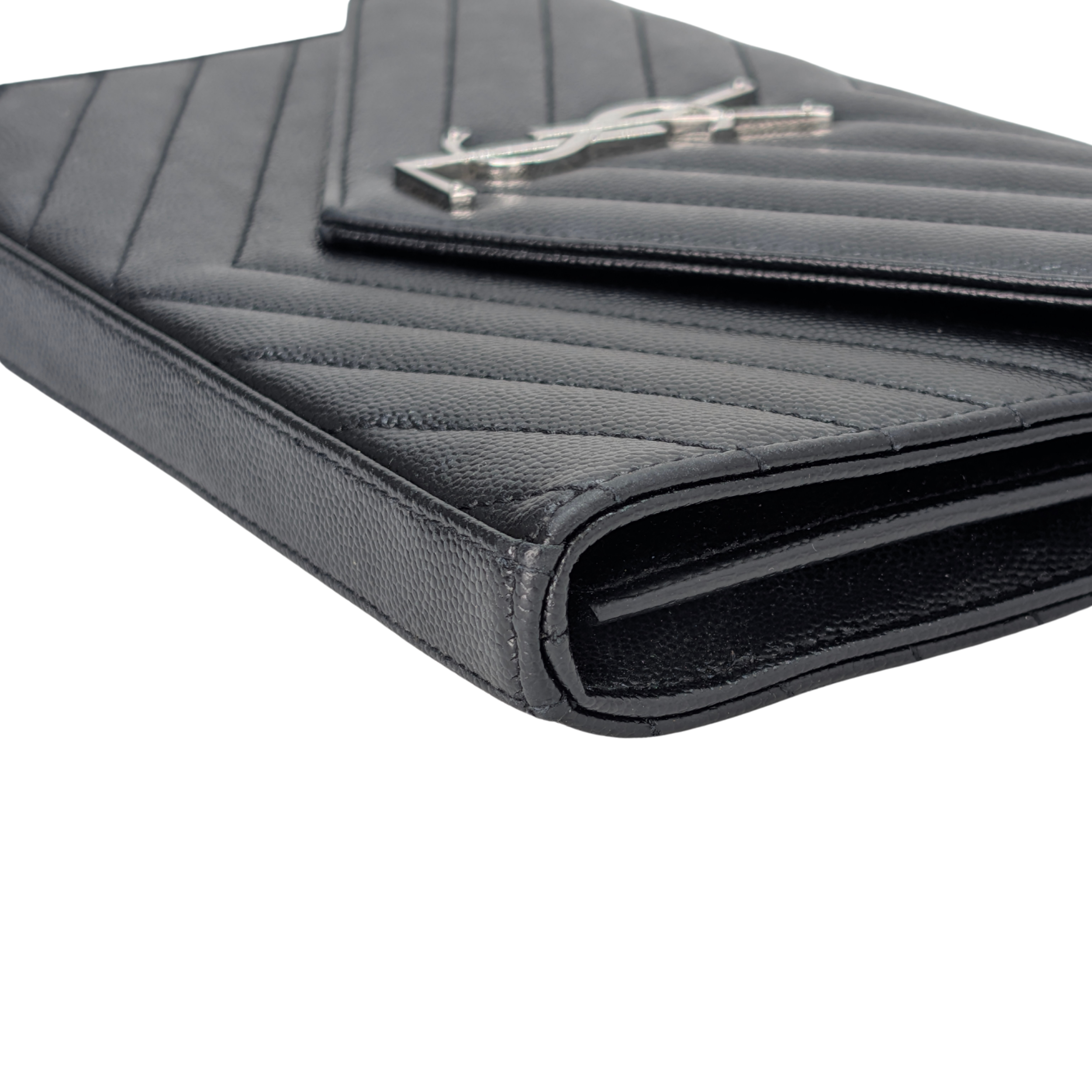 Saint Laurent Cassandra Envelope Wallet on Chain Black