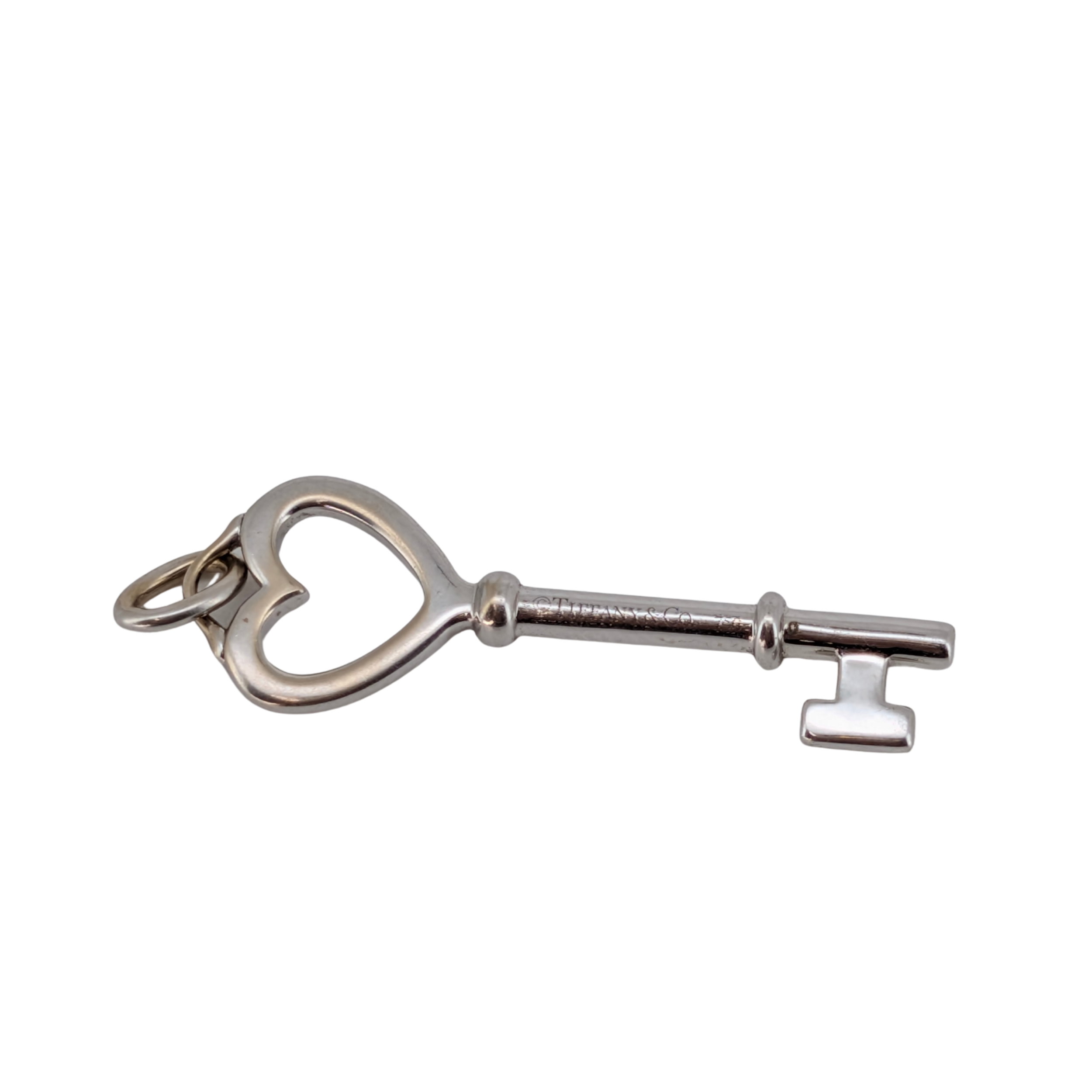 Tiffany & Co. Tiffany Keys Diamond 18K White Gold Heart Key Pendant