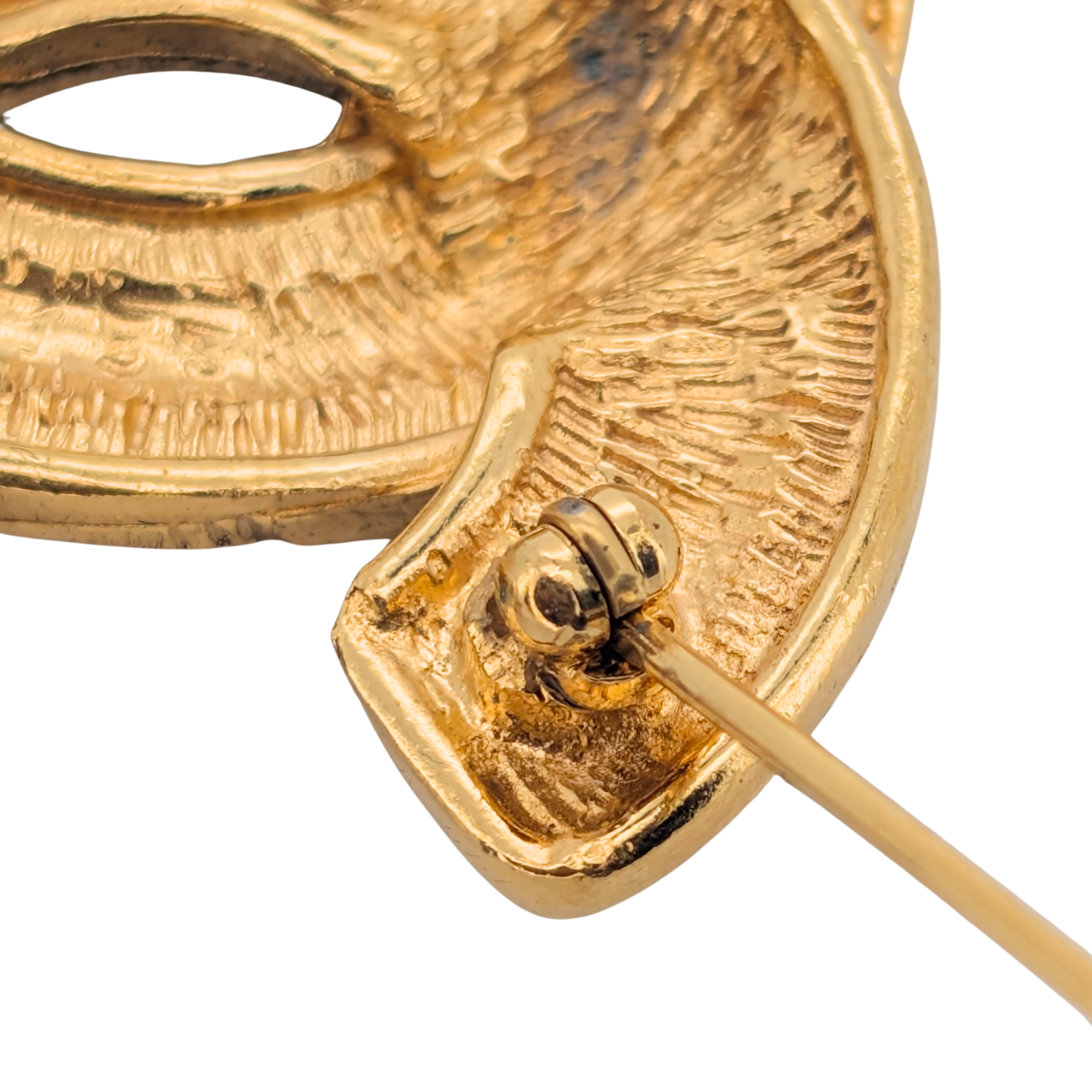 Chanel Quilted CC Brooch Pin Gold Plated
