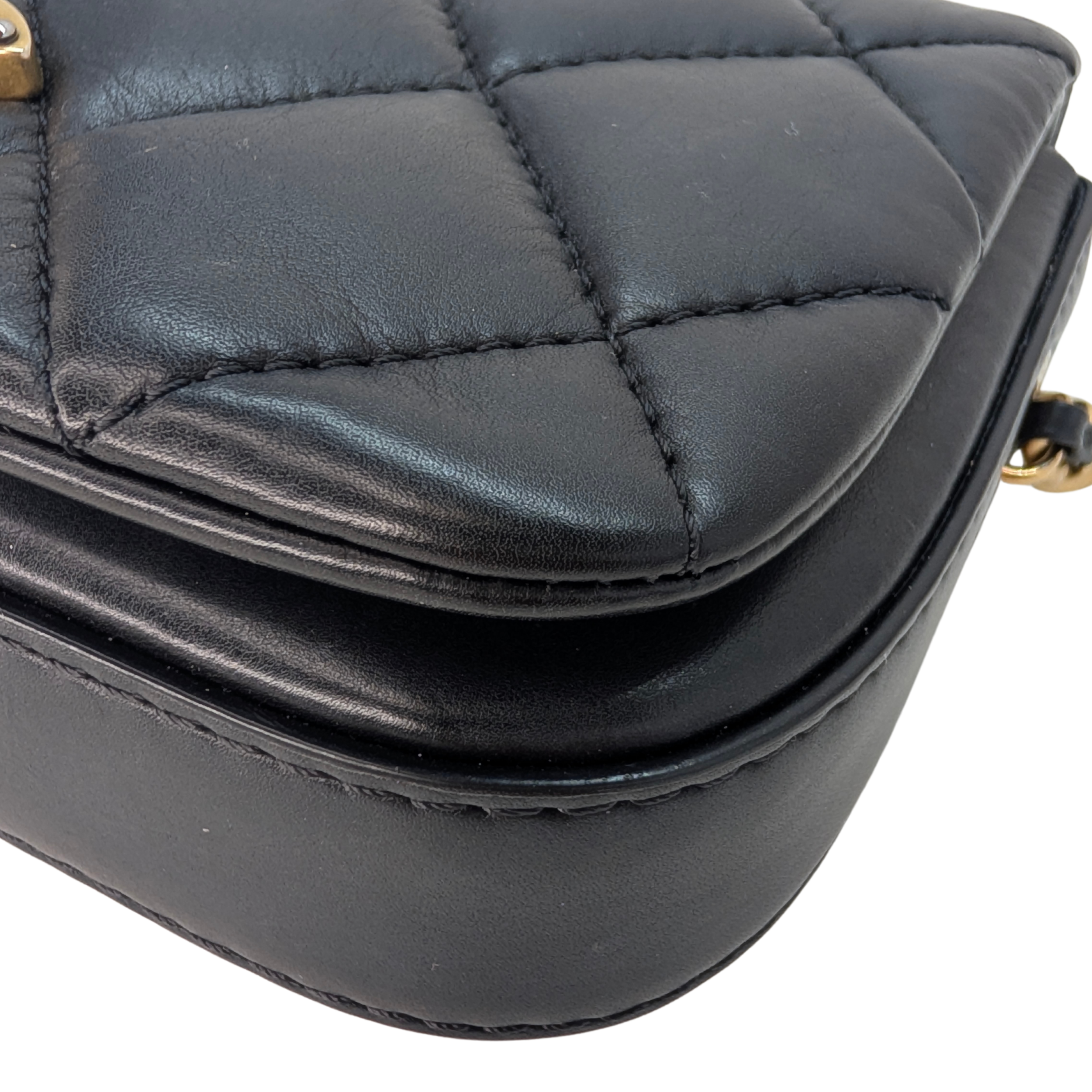 Chanel Quilted Mini Nailed CC Flap Bag Black