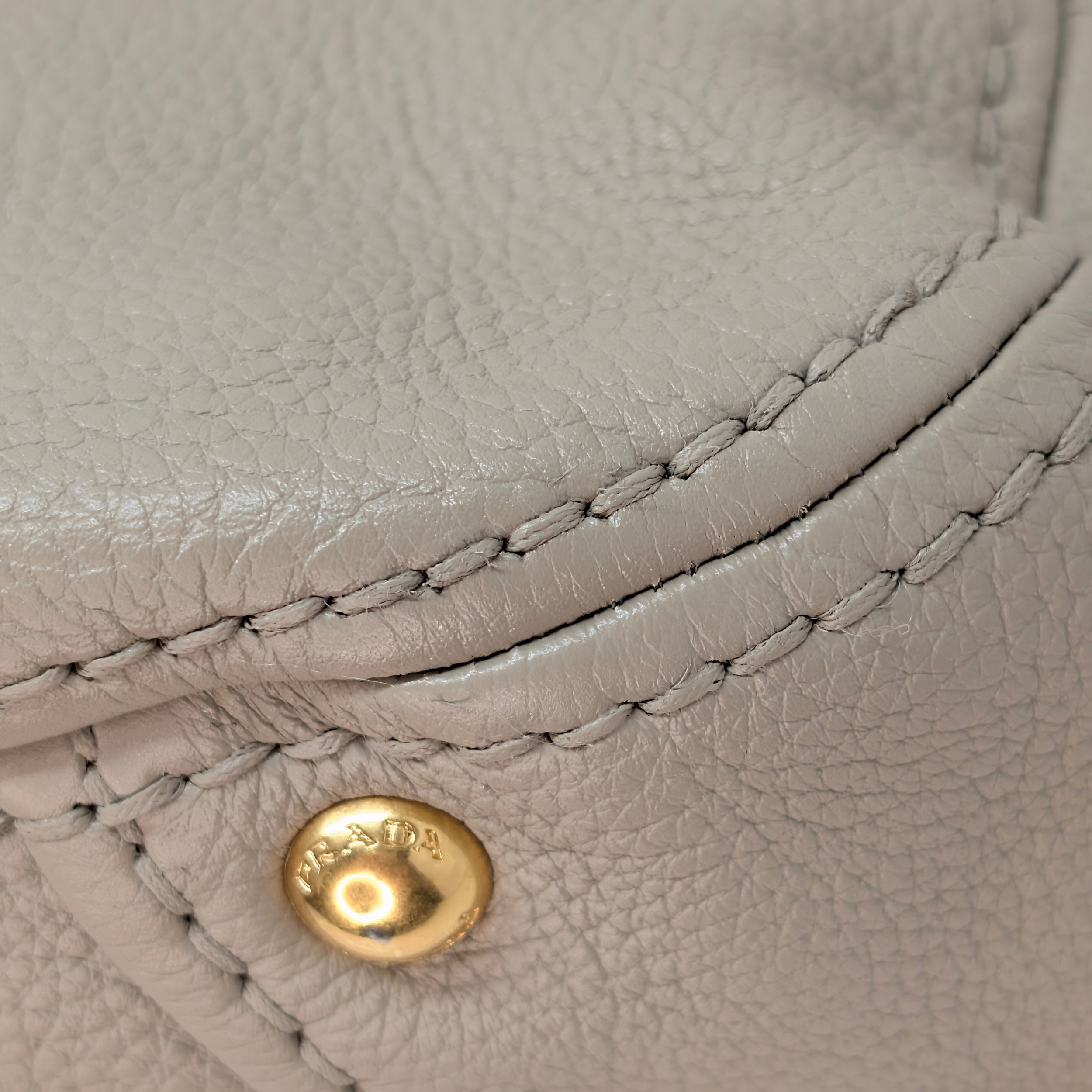 Prada Pomice Vitello Daino Leather Tote Bag Beige