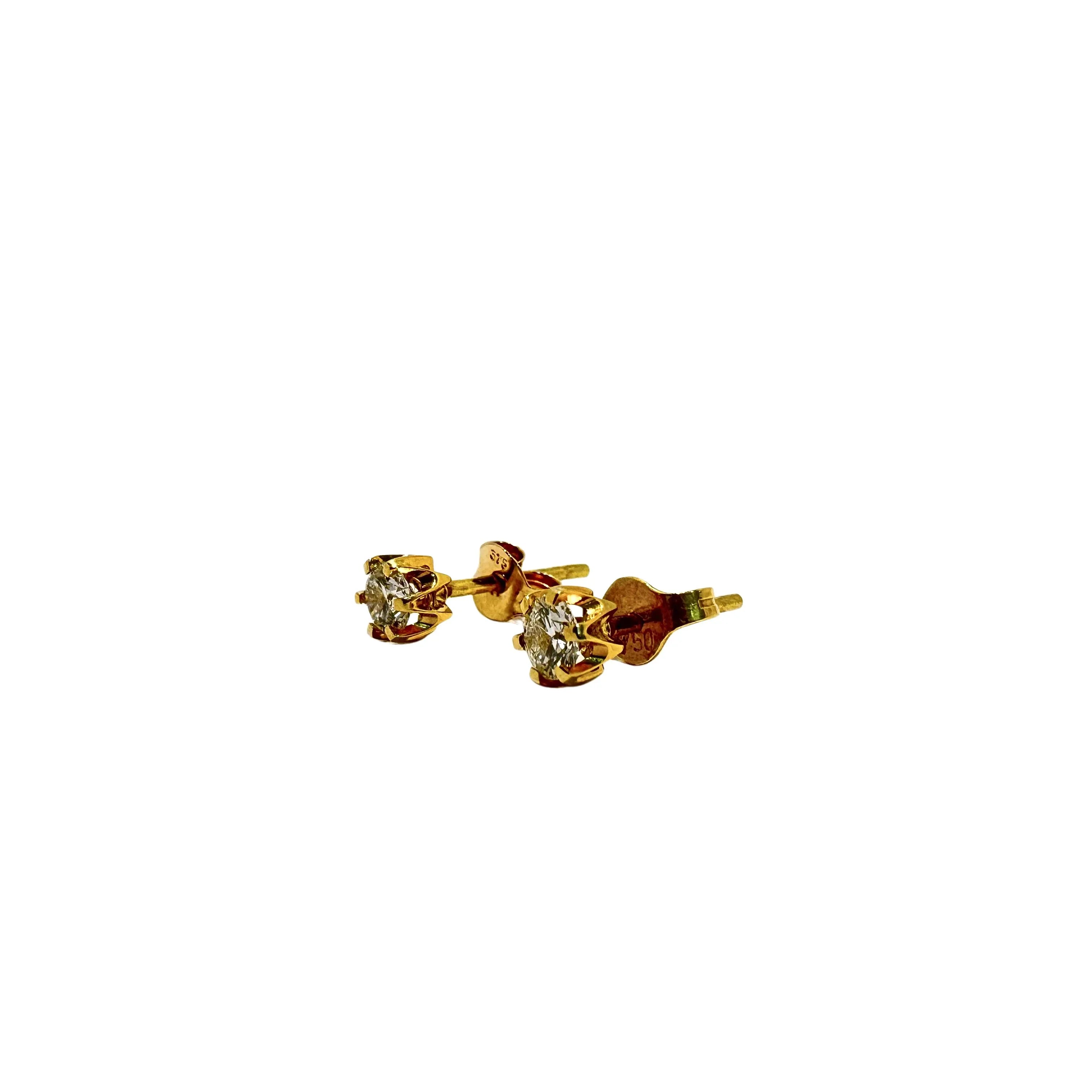 18ct Gold 0.4 Carat Total Diamond Studs Earrings - Lost Designer