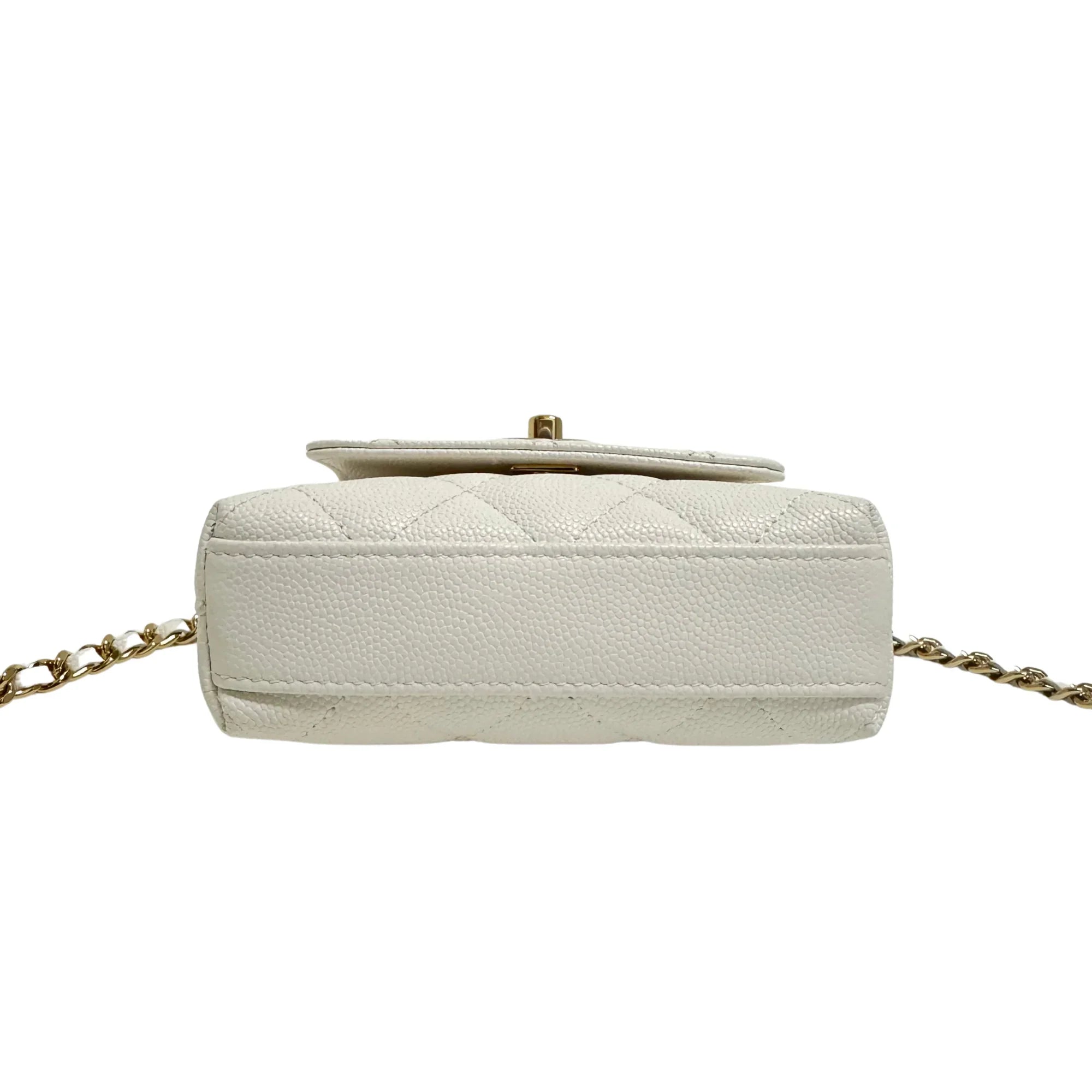 Chanel Micro Coco Handle Bag in White Caviar Leather - Lost Designer