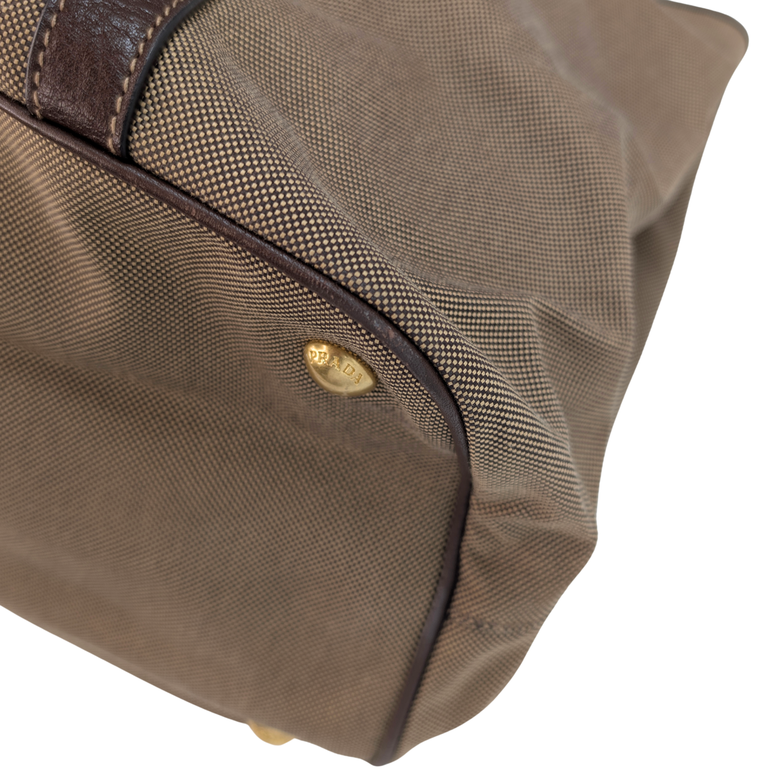 Prada Logo Jacquard Tote Bag Brown