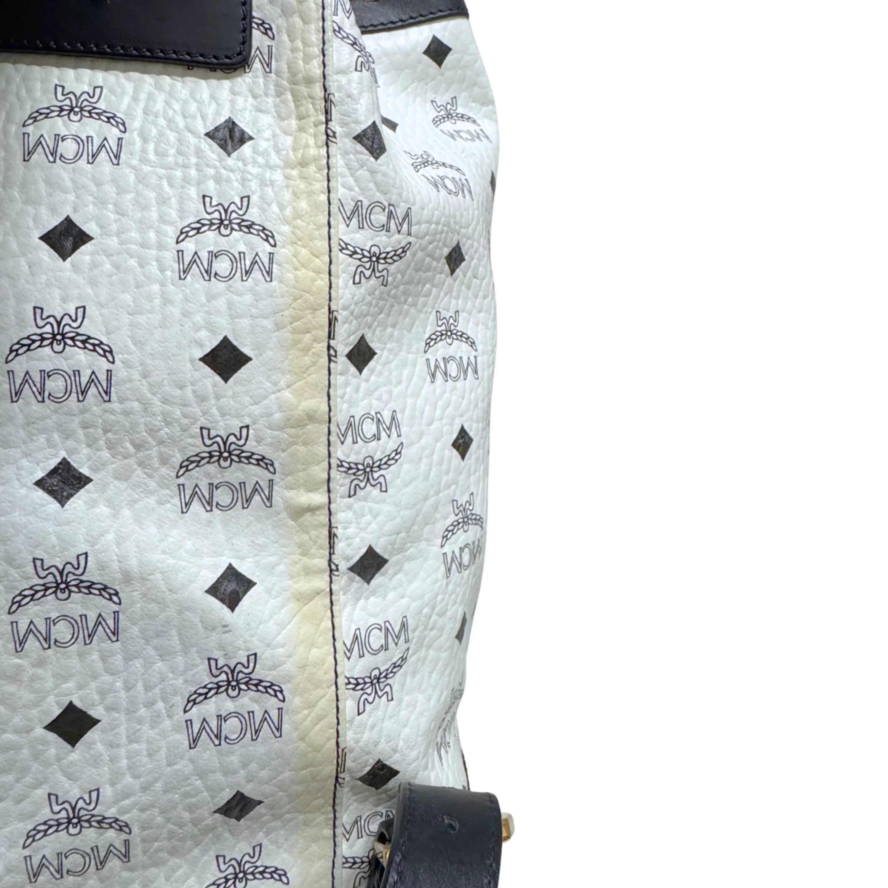 MCM Heritage Drawstring Backpack White - Lost Designer
