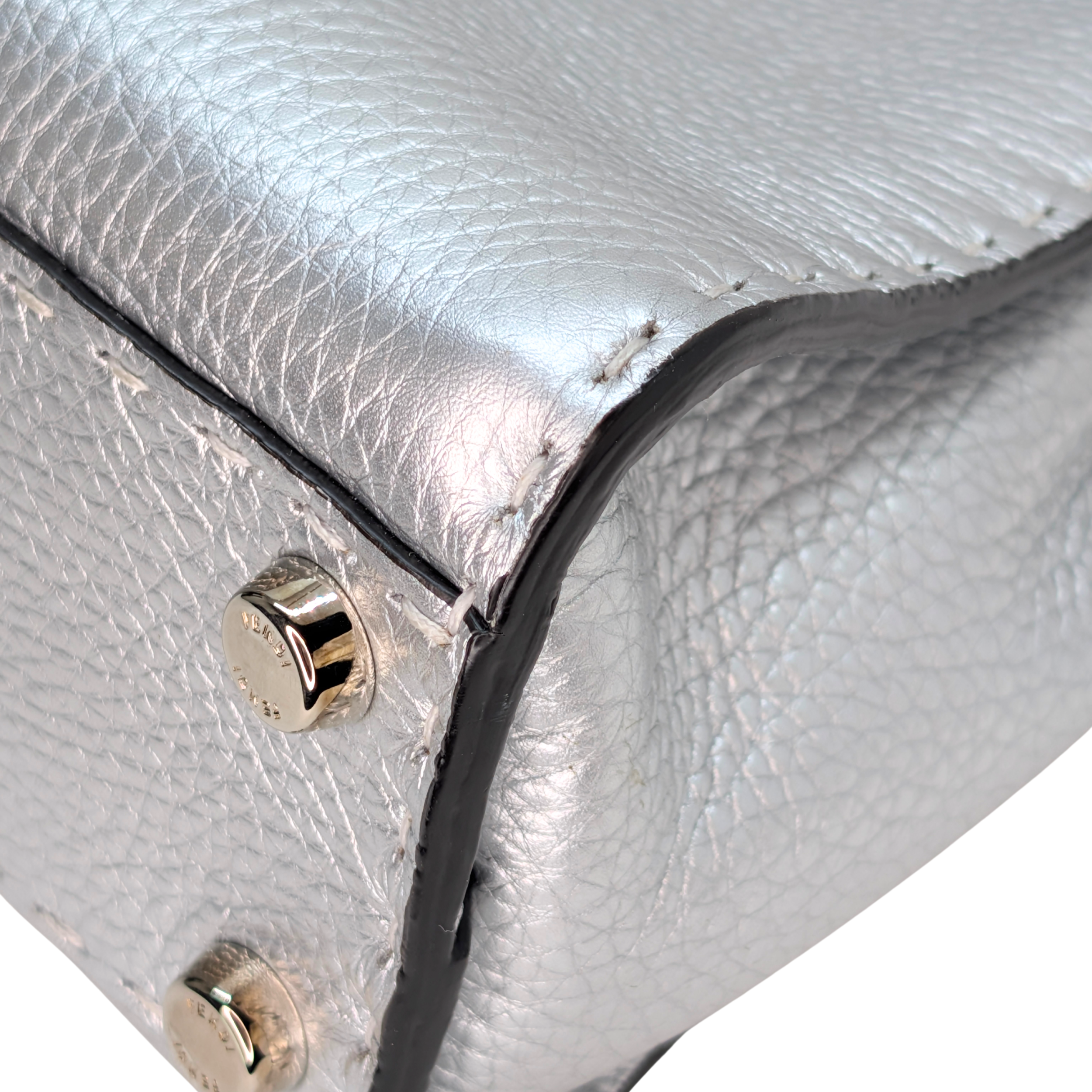 Fendi Peekaboo ISeeU Petite Mini Selleria Bag Silver Metallic
