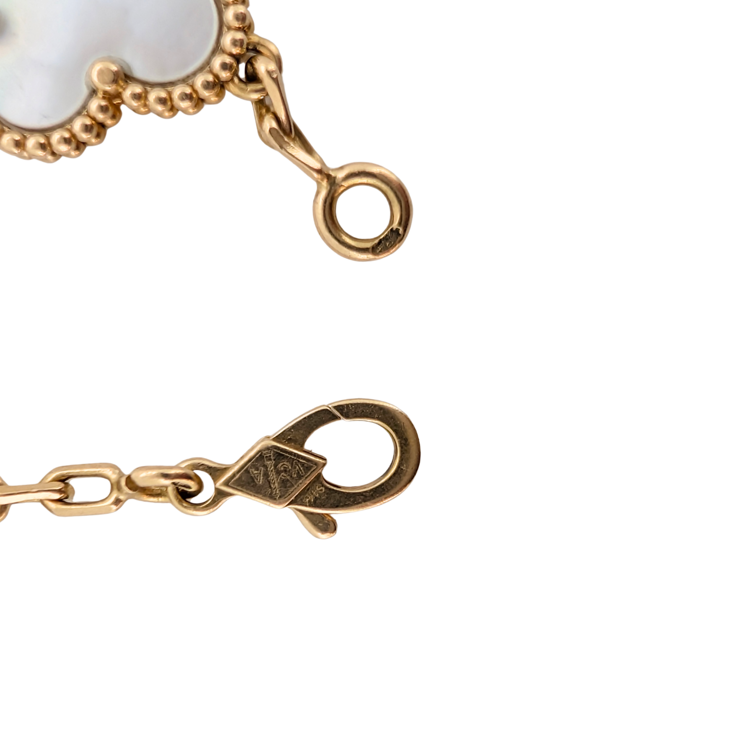 Van Cleef & Arpels Vintage Alhambra 5 Motif Mother of Pearl 18k Gold Bracelet