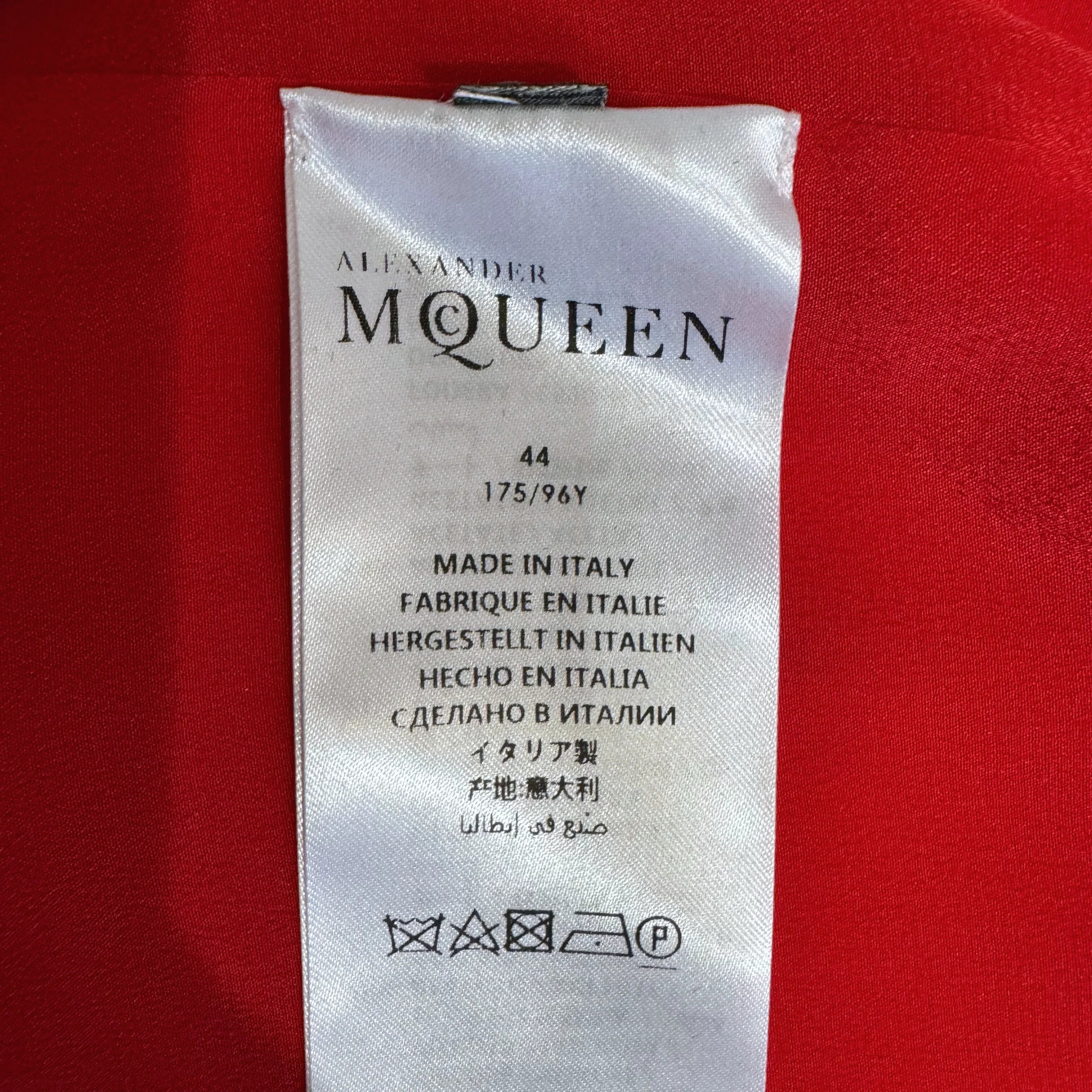 Alexander McQueen Draped Long Sleeve Knee-Length Dress Red 44 - Lost Designer