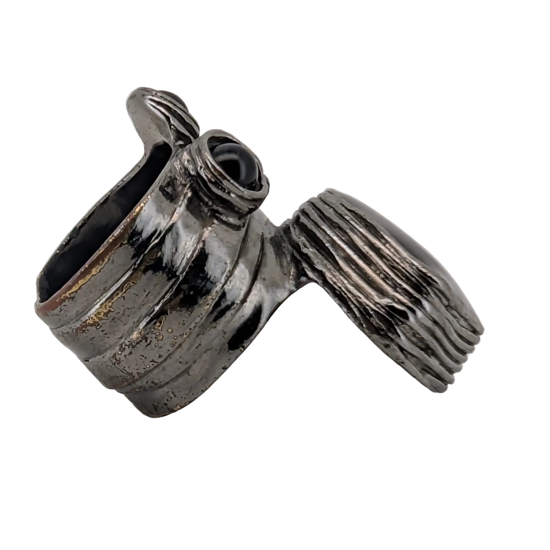 Saint Laurent Arty Cabochon Black Enamel Ring Size 55/O½