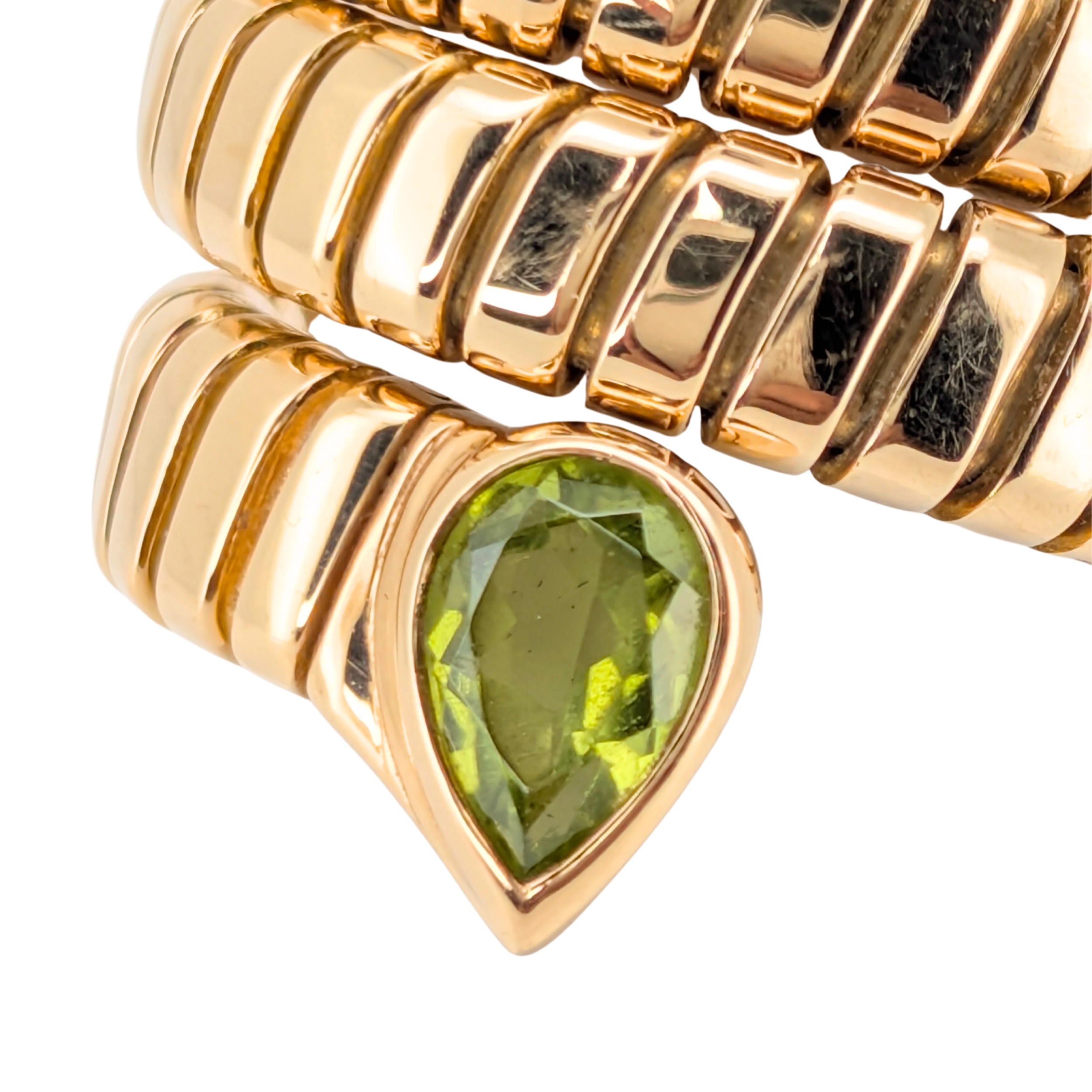 Bvlgari 18K Gold Peridot Tubogas Ring