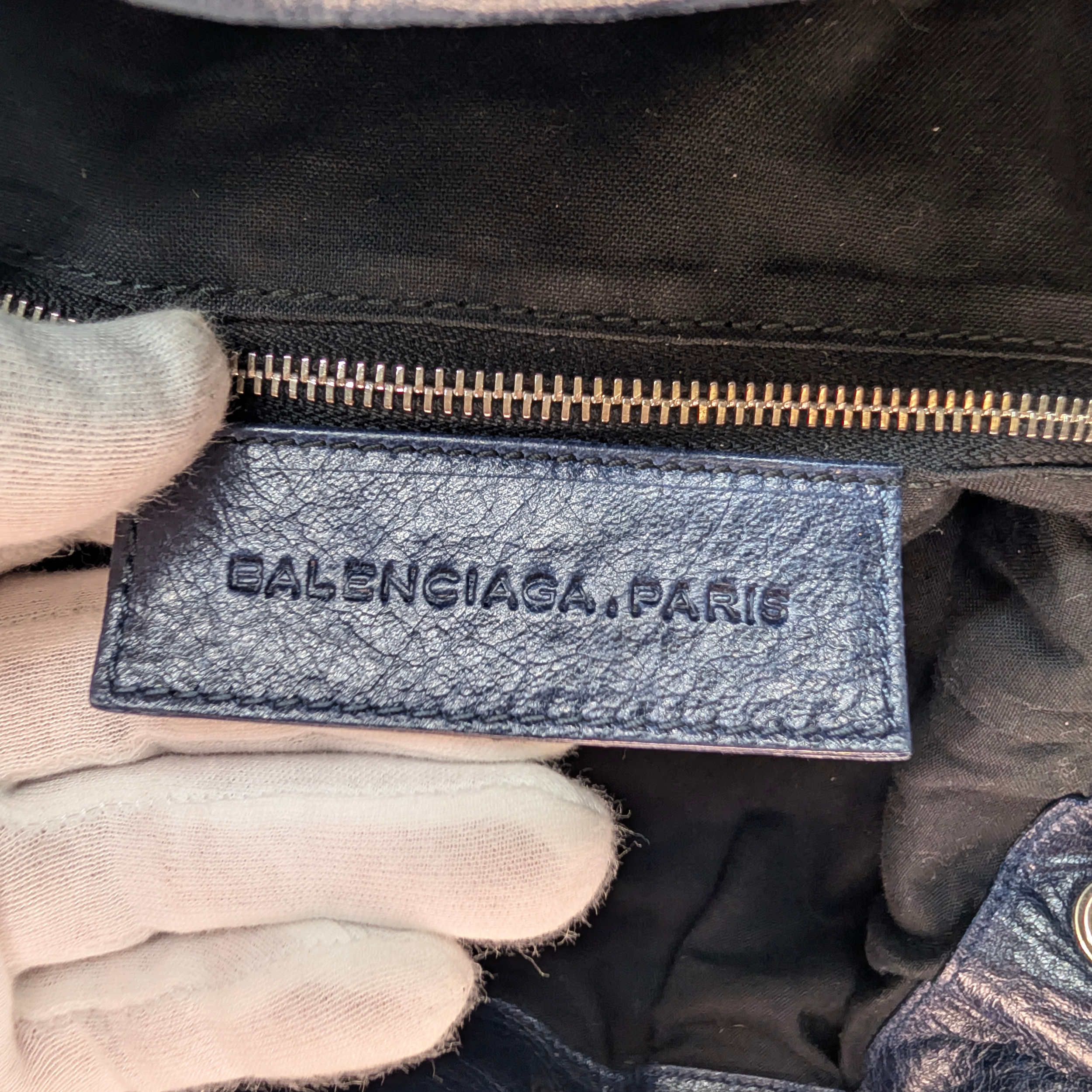 Balenciaga Pompon Motocross City Bag Navy