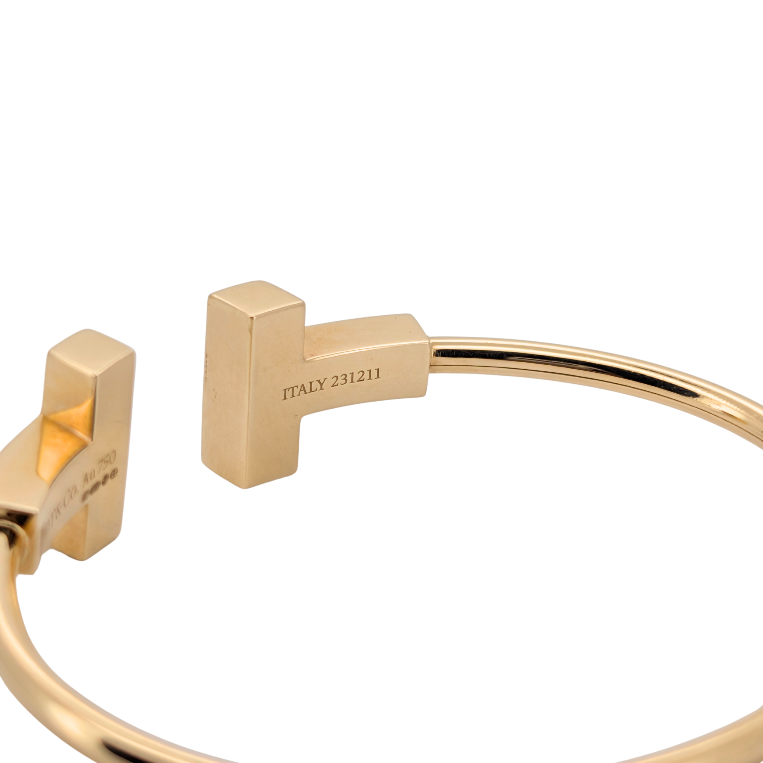 Tiffany & Co T Wide Wire Bracelet Large 18k Yellow Gold