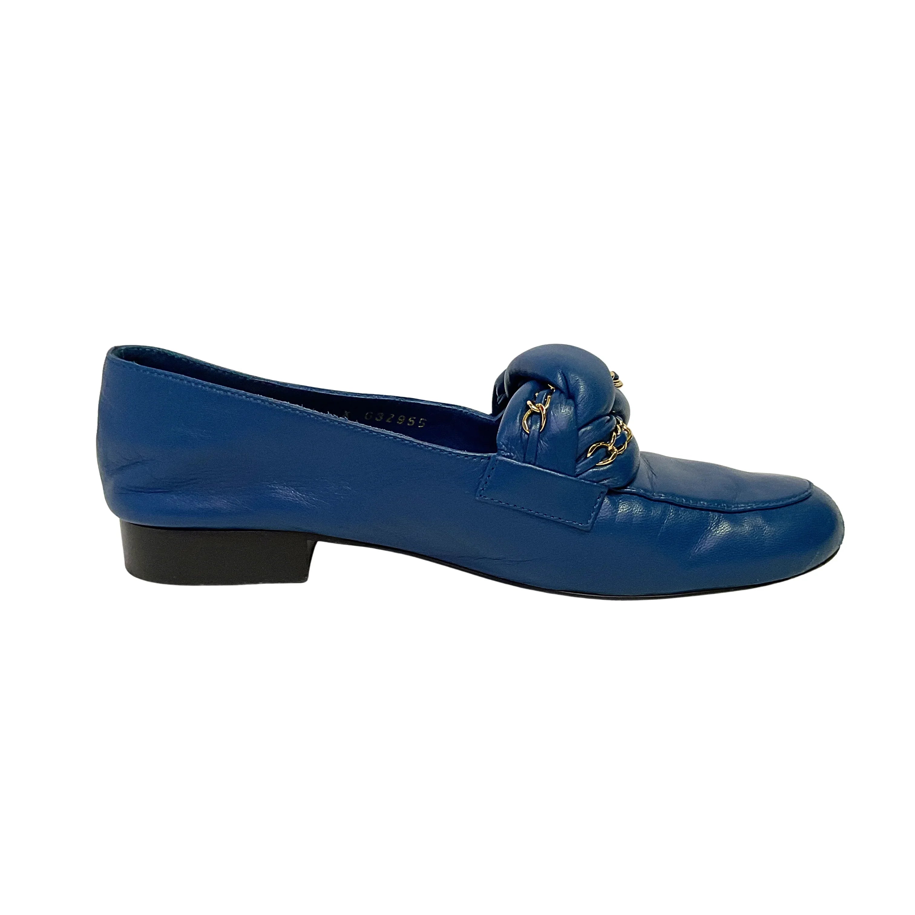 Chanel Braided Interlocking CC Loafers Blue Flats Size 38 - Lost Designer