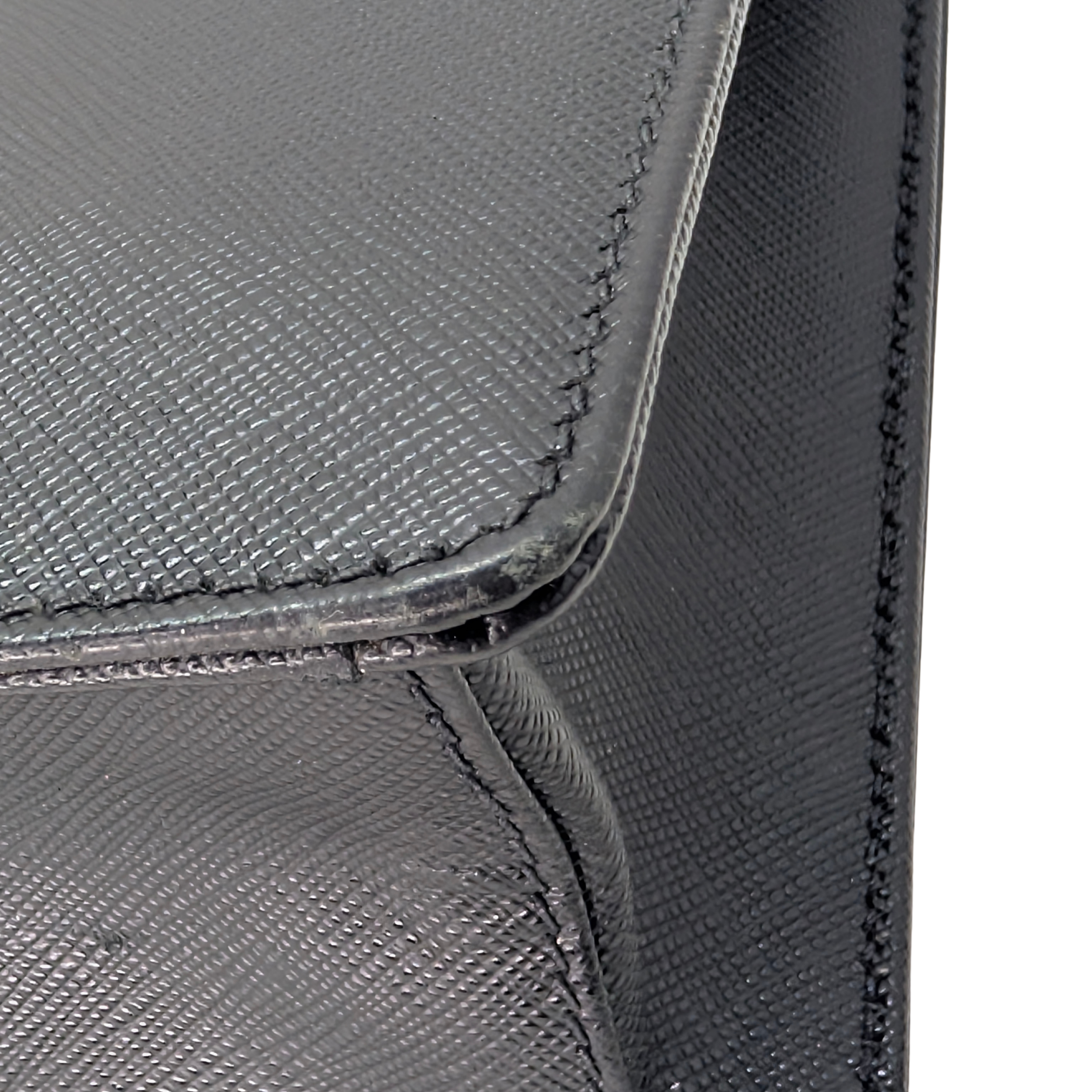 Prada Saffiano Leather Travel Briefcase Bag Black