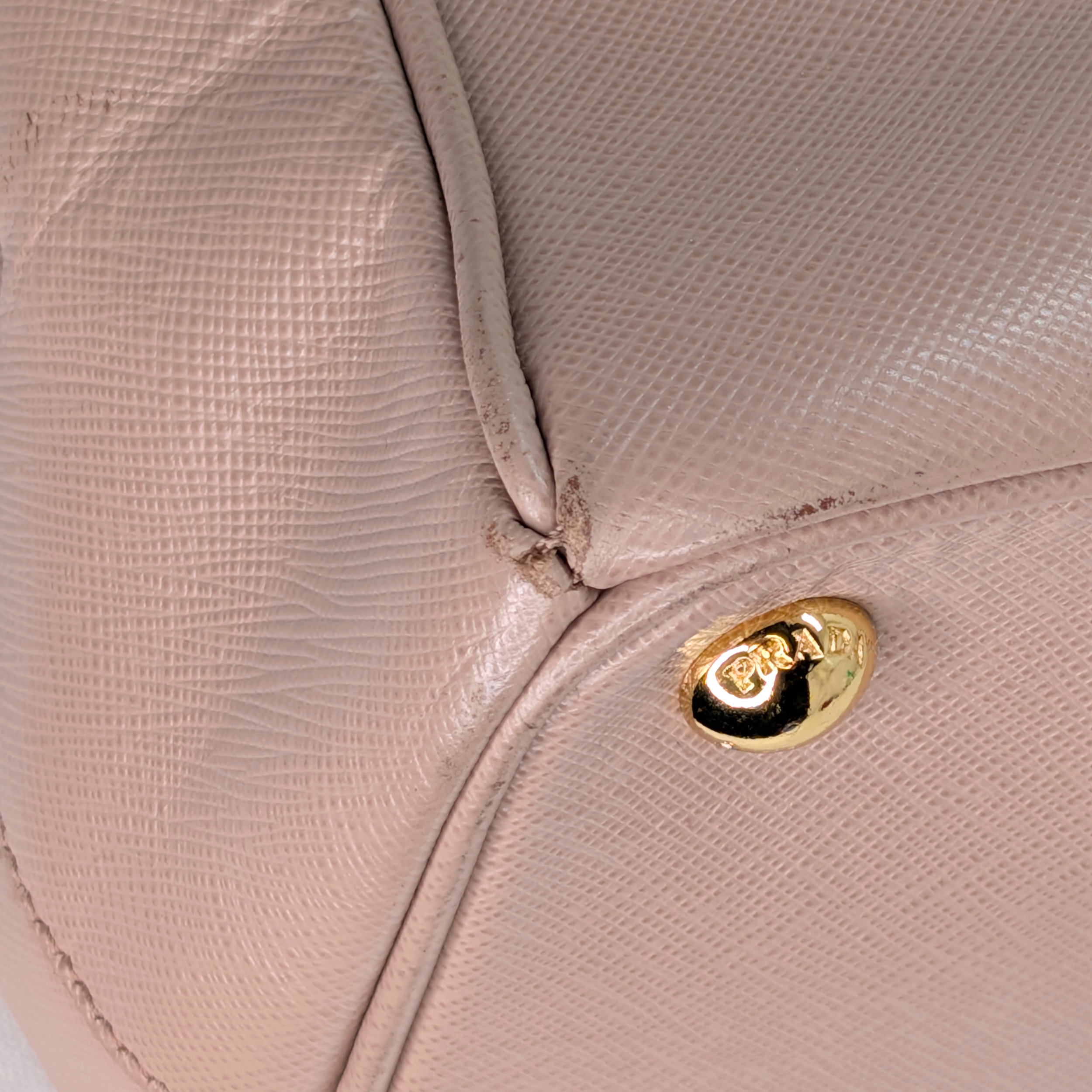 Prada Saffiano Medium Galleria Lux Double Zip Tote Cammeo