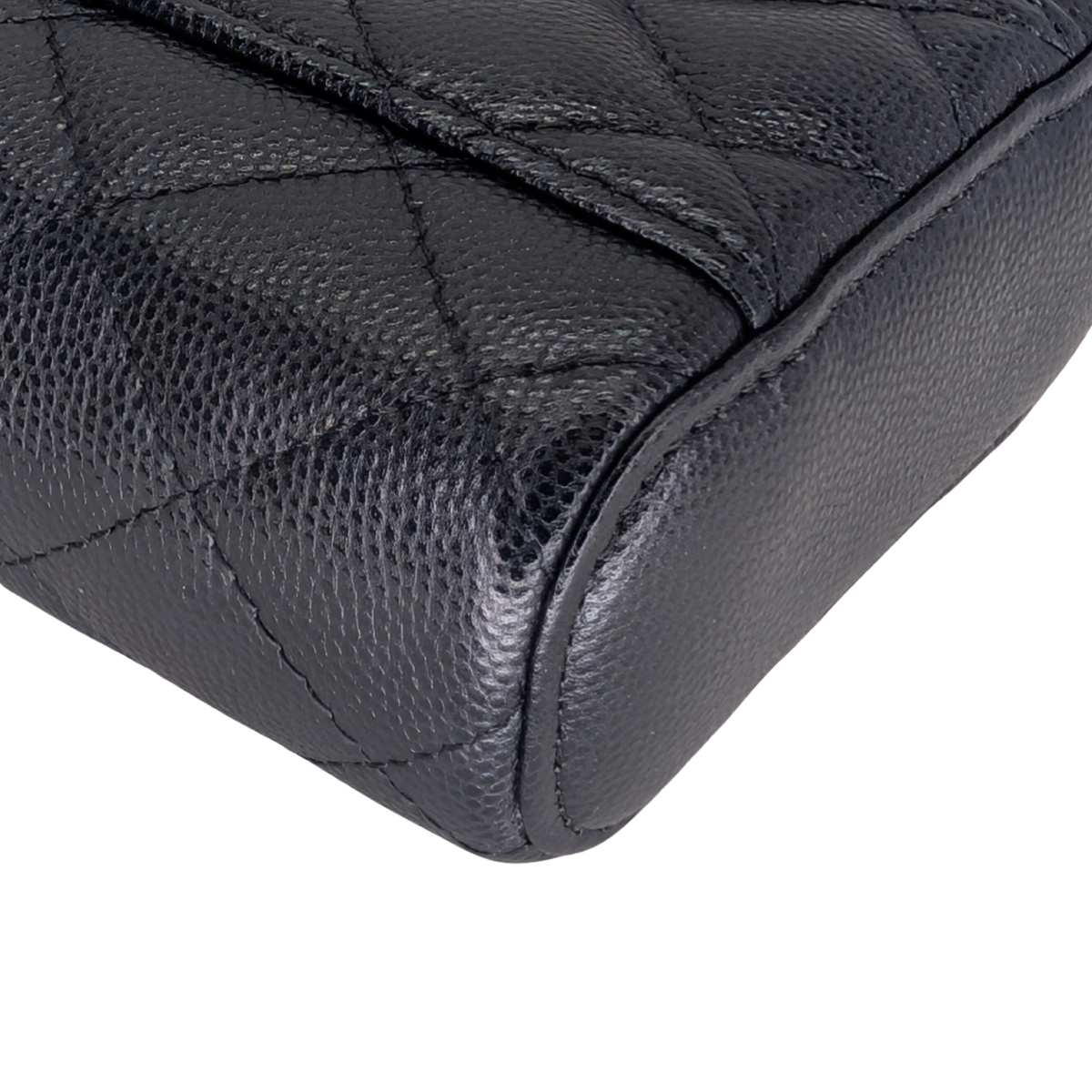 Chanel Caviar Quilted Small Vertical Coco Beauty Vanity Case with Chain Black