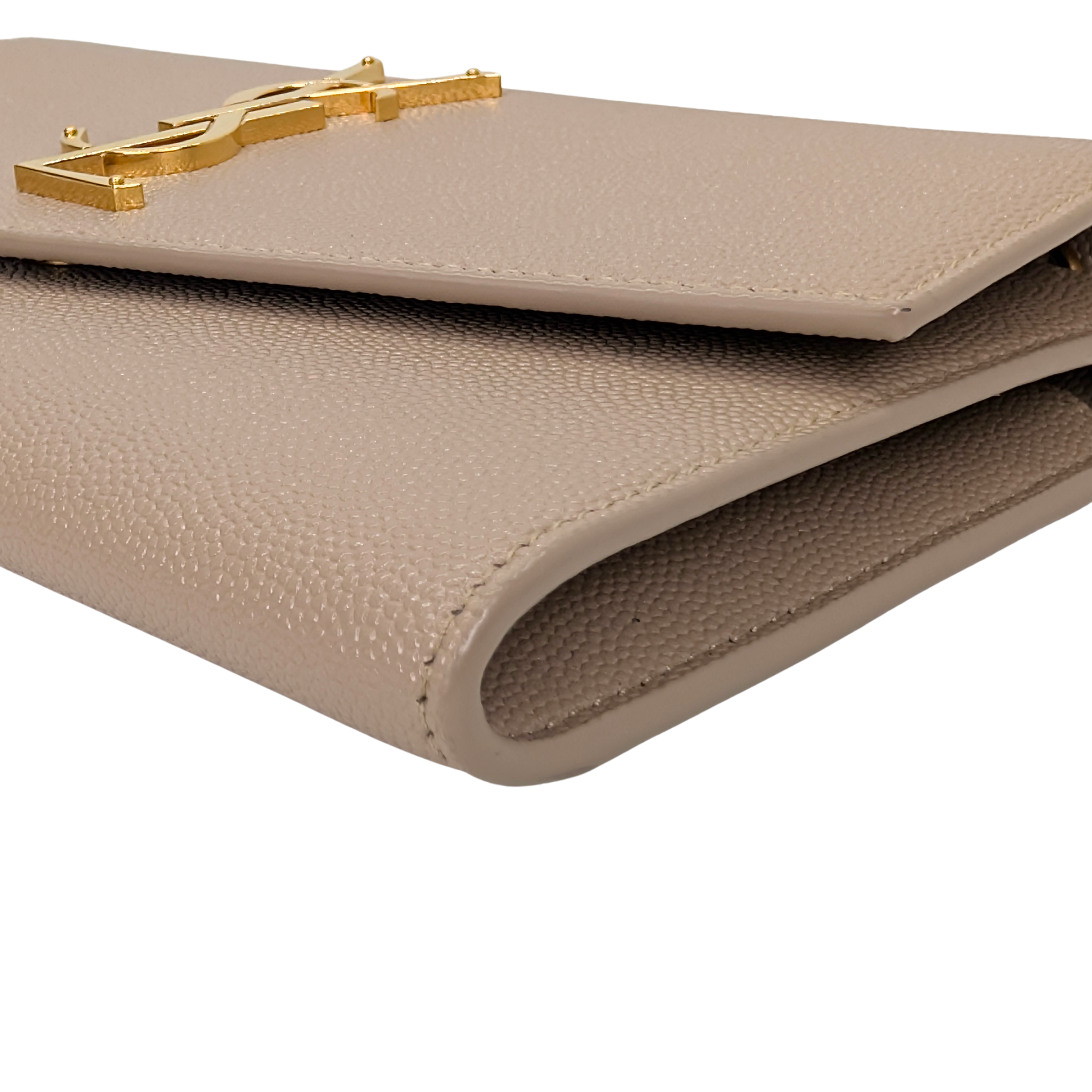 Saint Laurent Uptown Wallet on Chain Dark Beige