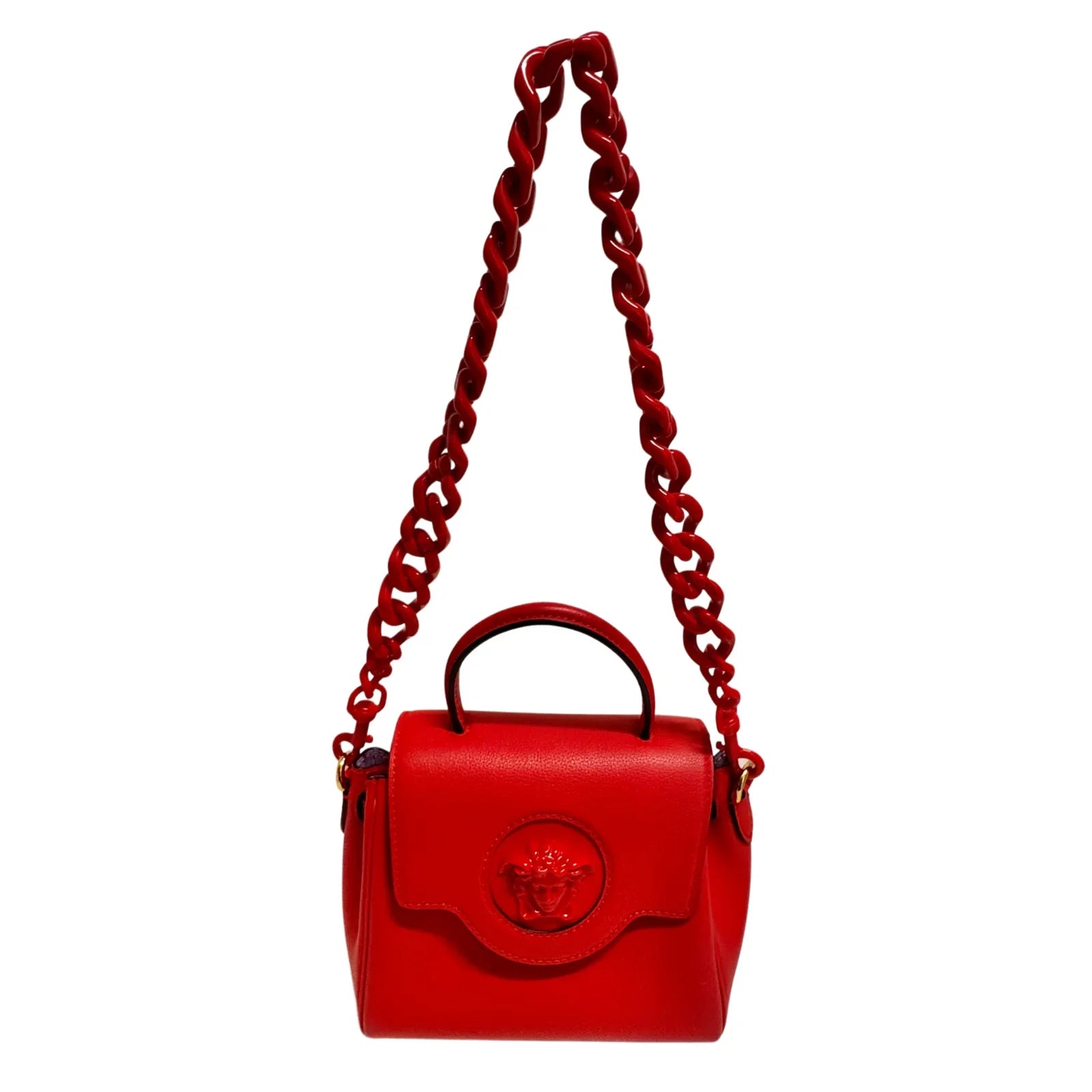 Versace La Medusa Handbag Leather Red - Lost Designer