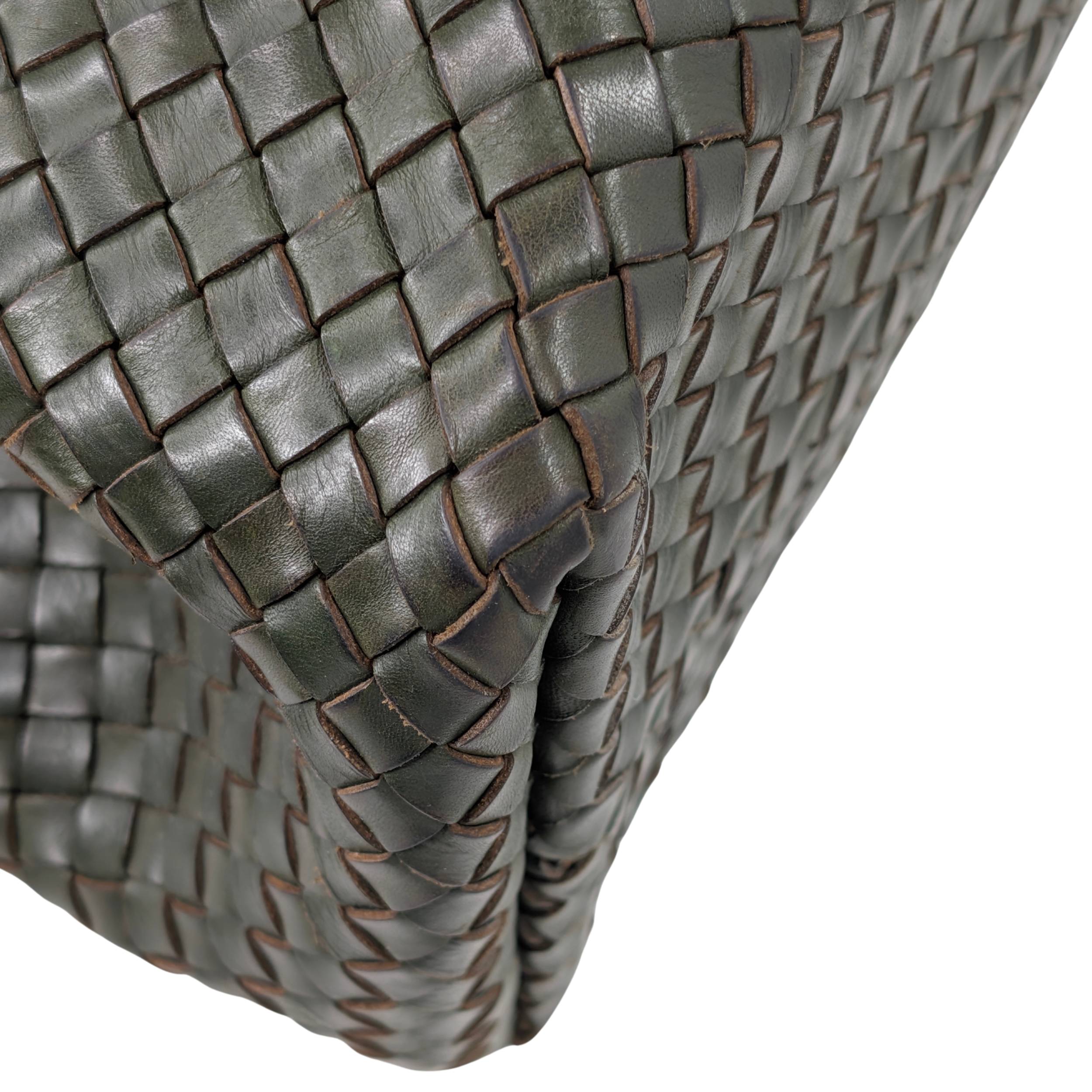 Bottega Veneta Intrecciato Leather Large Cabat Tote Bag Dark Olive Green