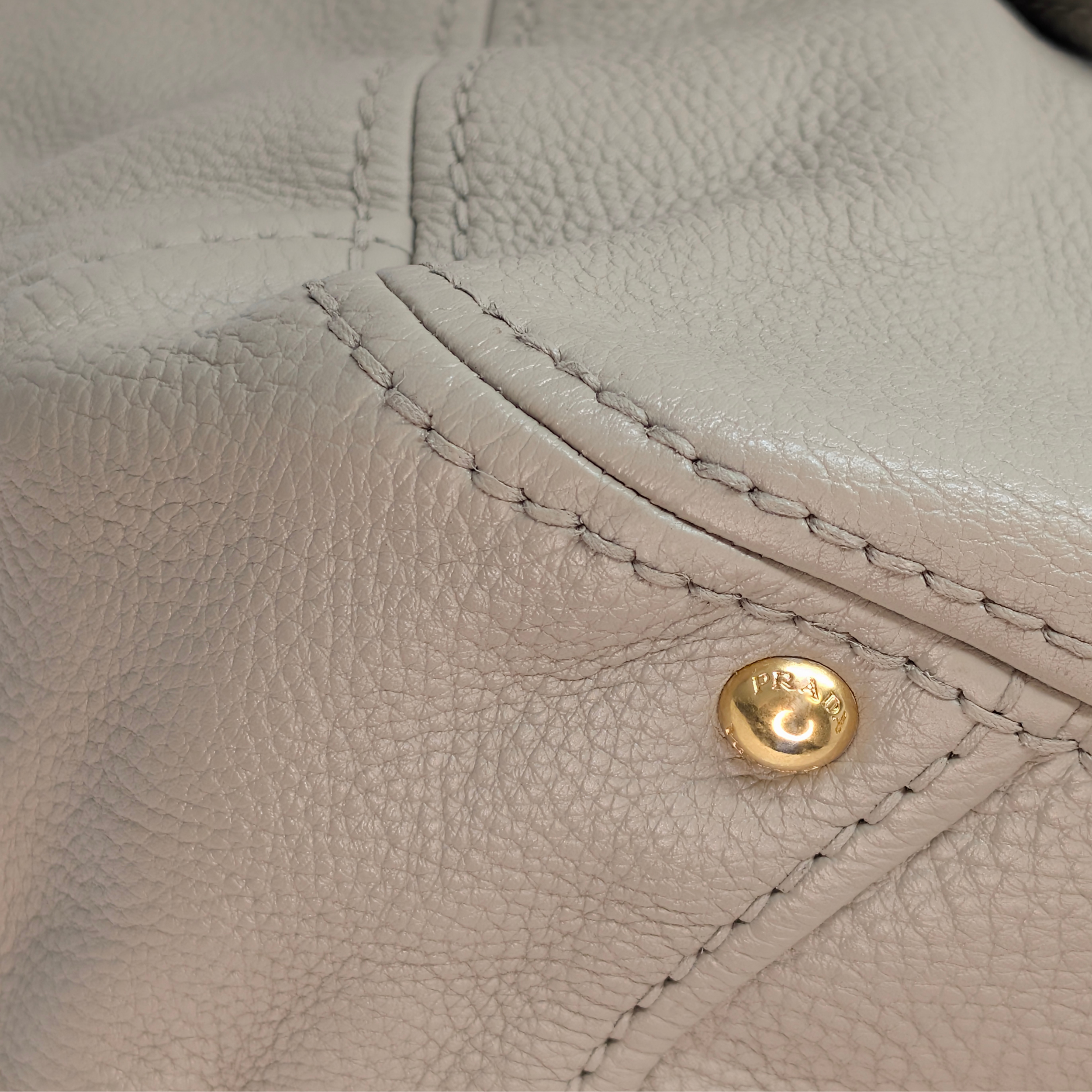 Prada Pomice Vitello Daino Leather Tote Bag Beige