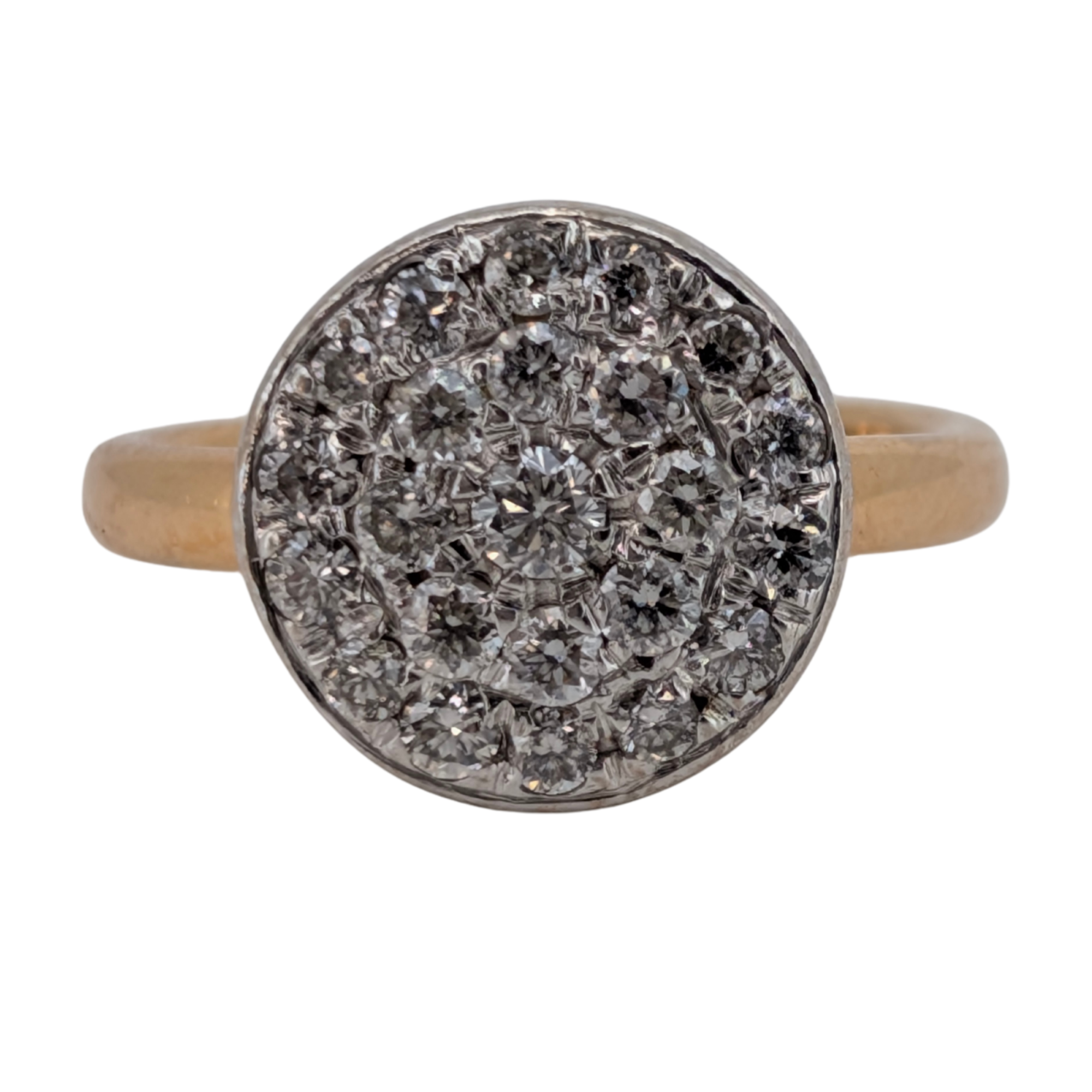 0.65Ct Natural Cluster Brilliant Cut Diamond Ring On 18K Gold