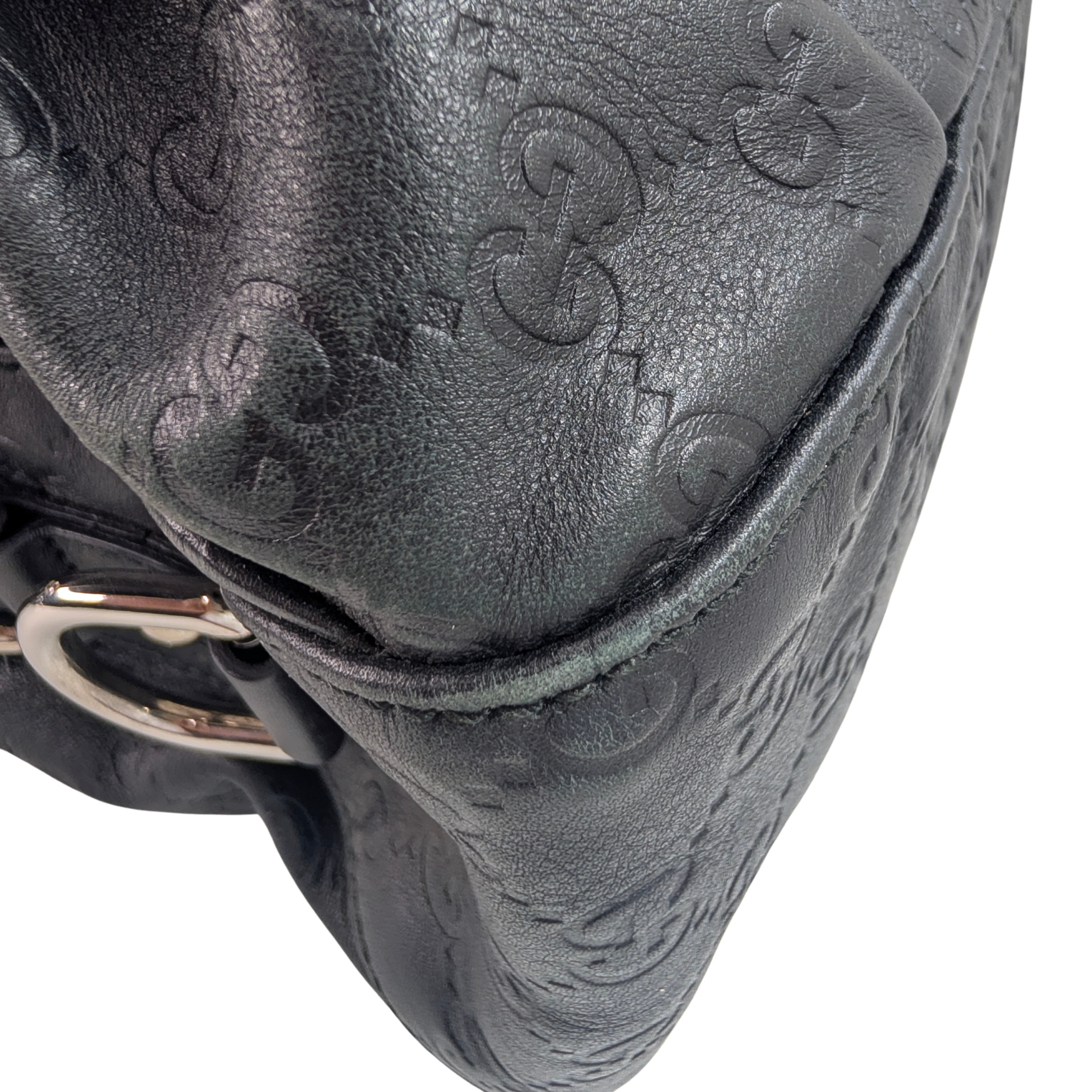Gucci Guccissima Icon Bit Medium Boston Bag Black