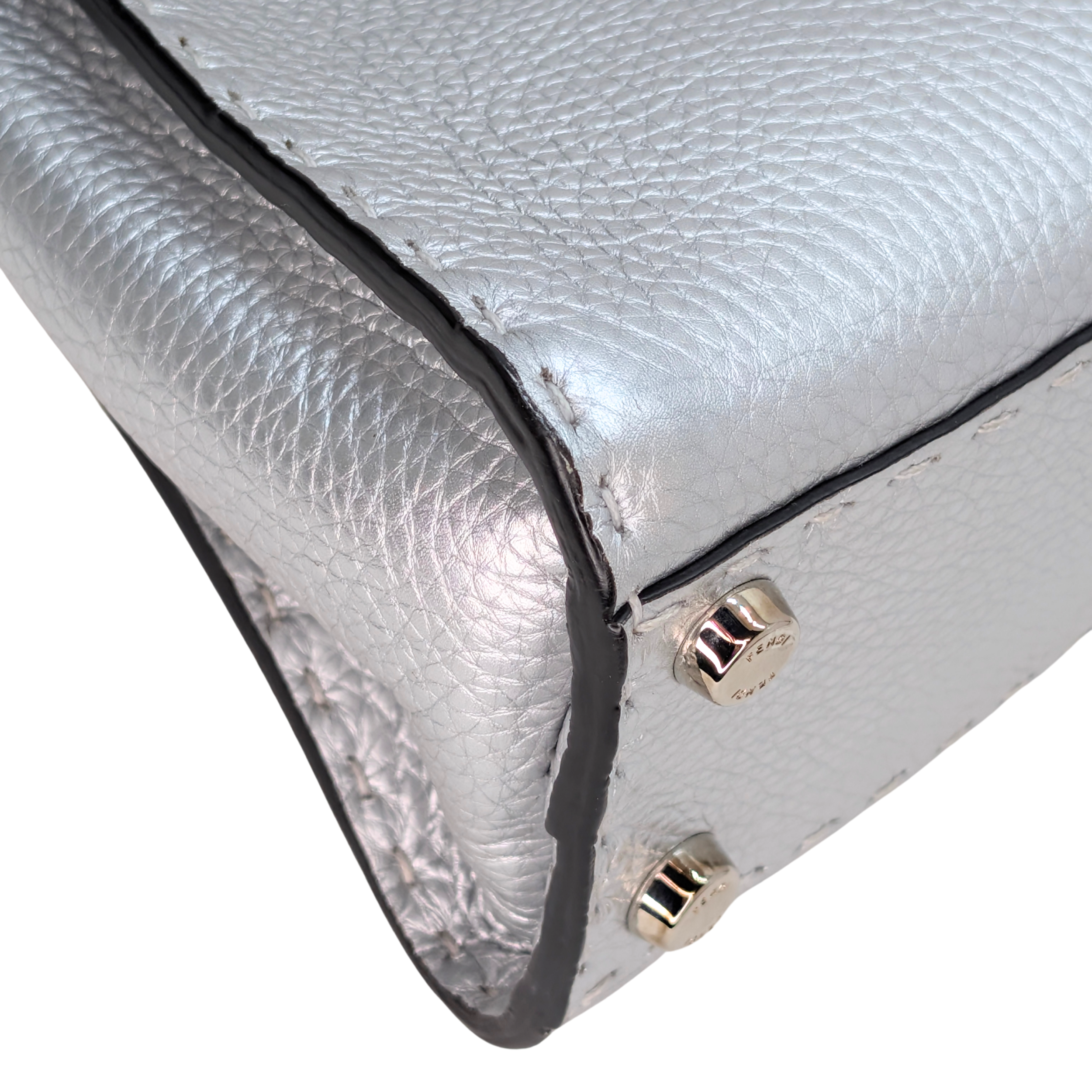 Fendi Peekaboo ISeeU Petite Mini Selleria Bag Silver Metallic