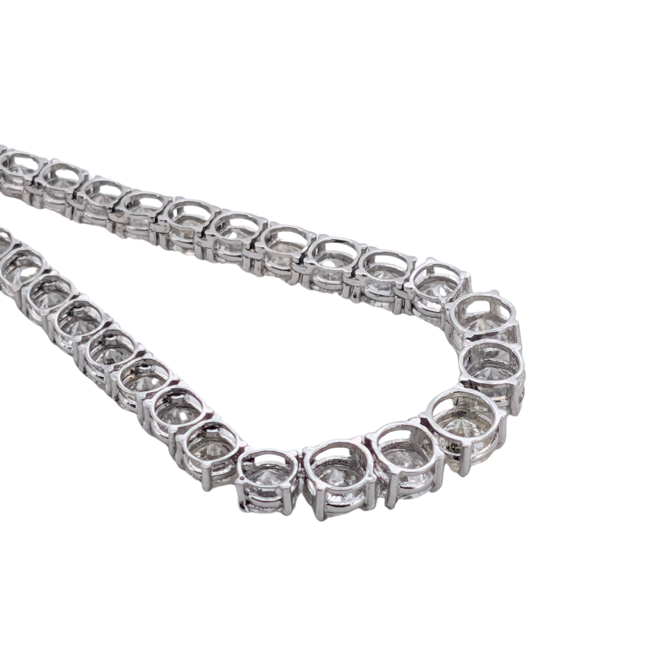 20.0Ct Natural Brilliant Diamond Graduating Tennis Necklace Platinum