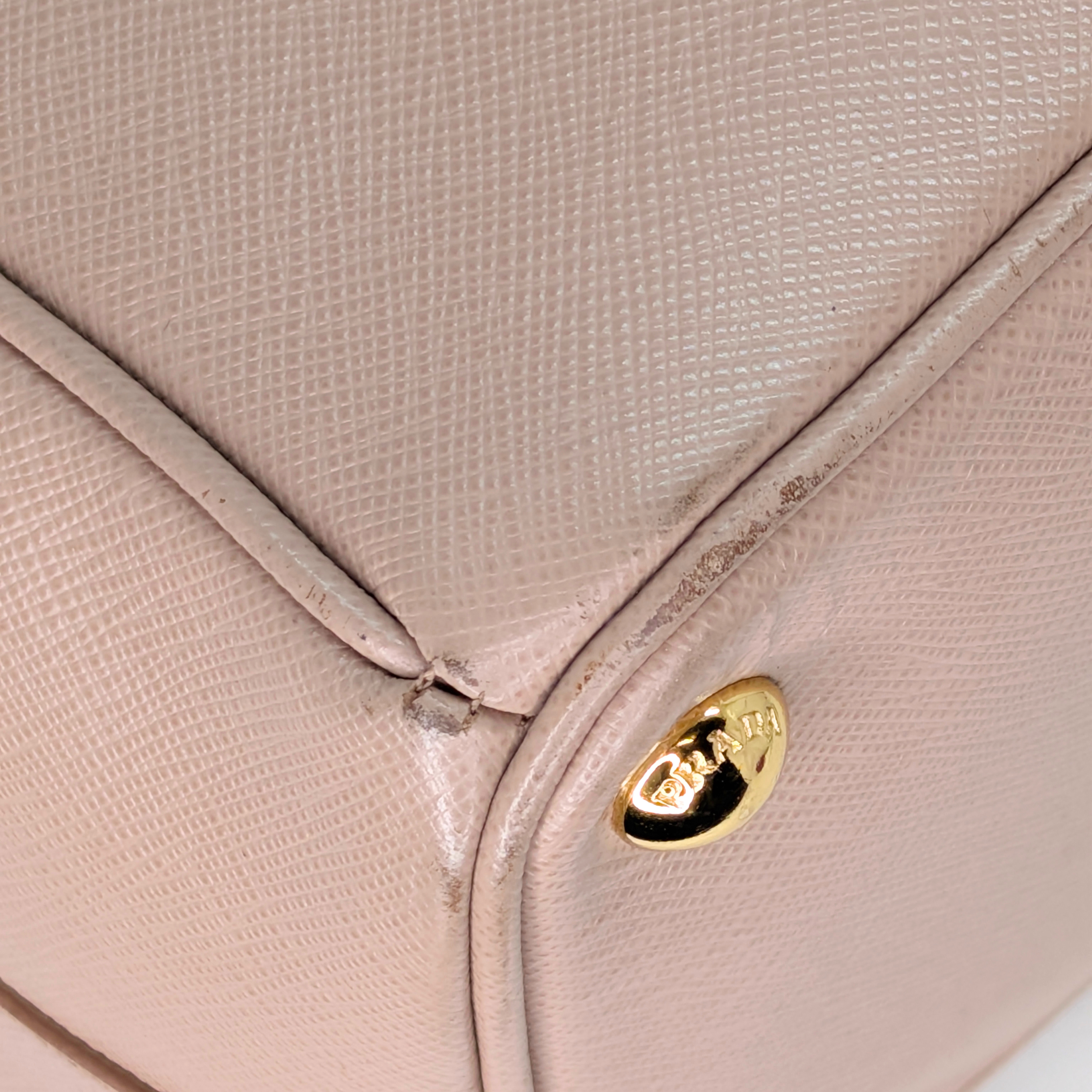 Prada Saffiano Medium Galleria Lux Double Zip Tote Cammeo