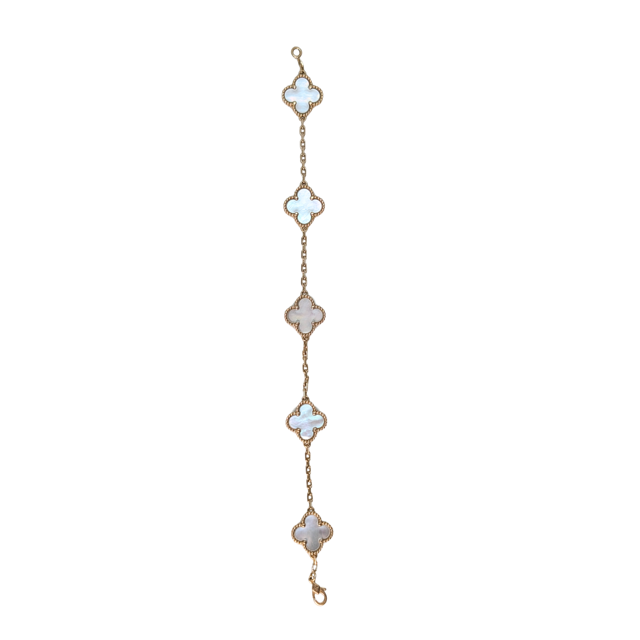 Van Cleef & Arpels Vintage Alhambra 5 Motif Mother of Pearl 18k Gold Bracelet
